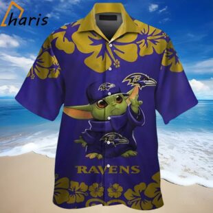 Baby Yoda Baltimore Ravens Hawaiian Shirt 1 1