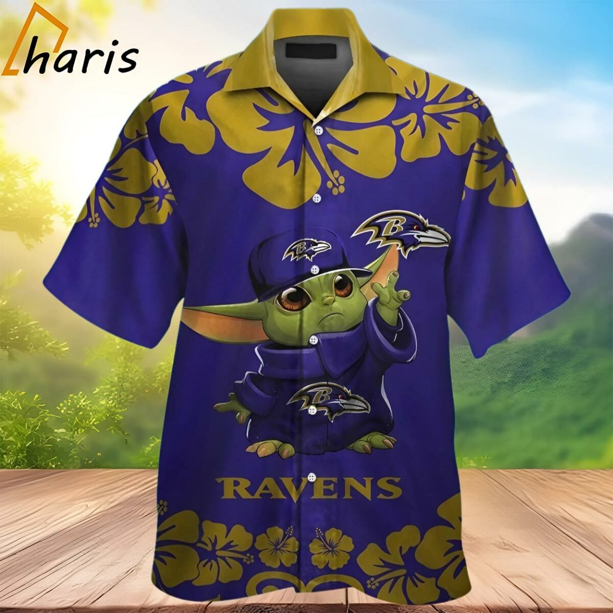Baby Yoda Baltimore Ravens Hawaiian Shirt 2 3