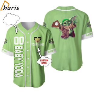 Baby Yoda Lime Green White Disney Baseball Custom Jersey jersey jersey