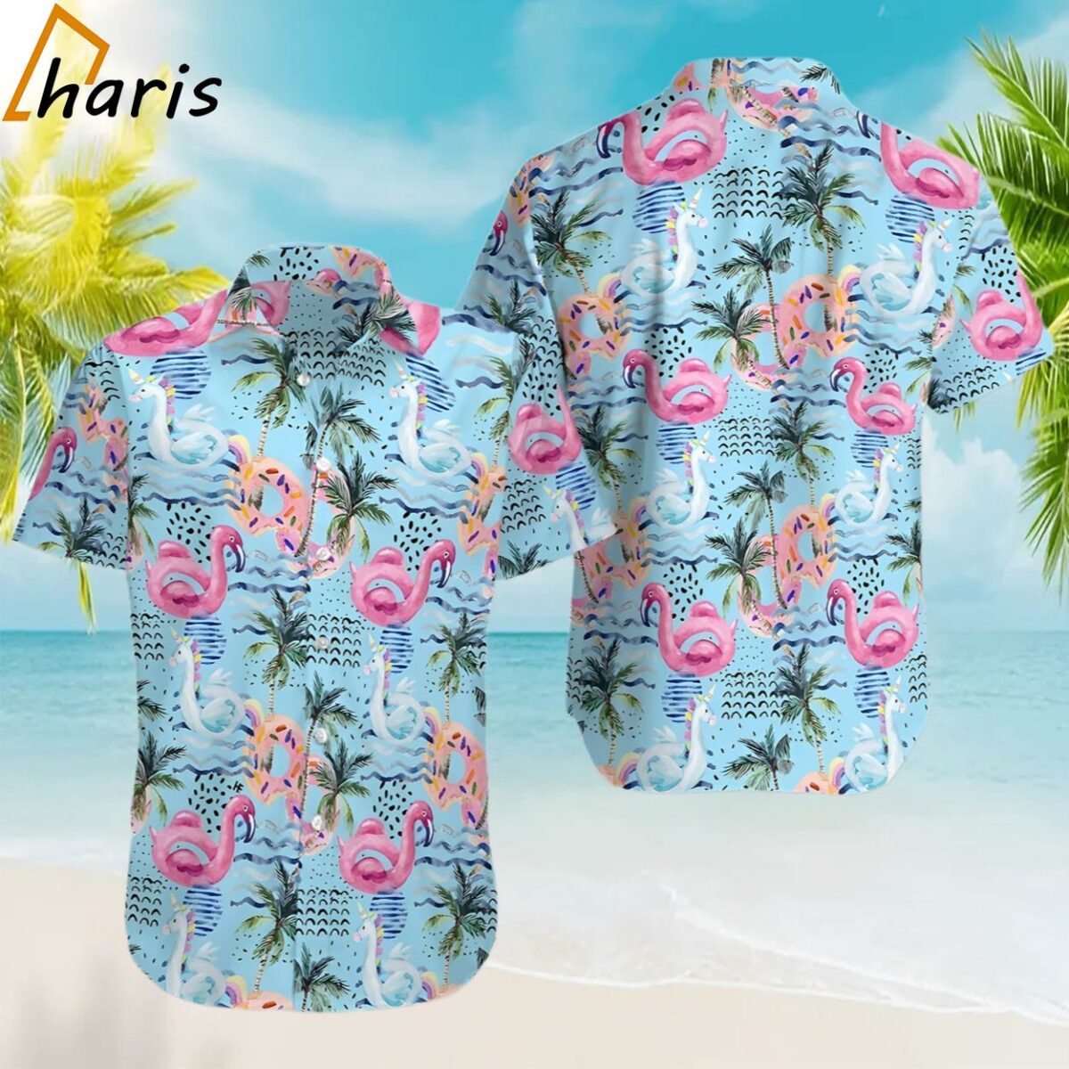 Balloon Flamingo Unicorn Summer Pool Trendy Hawaiian Shirt 1 1