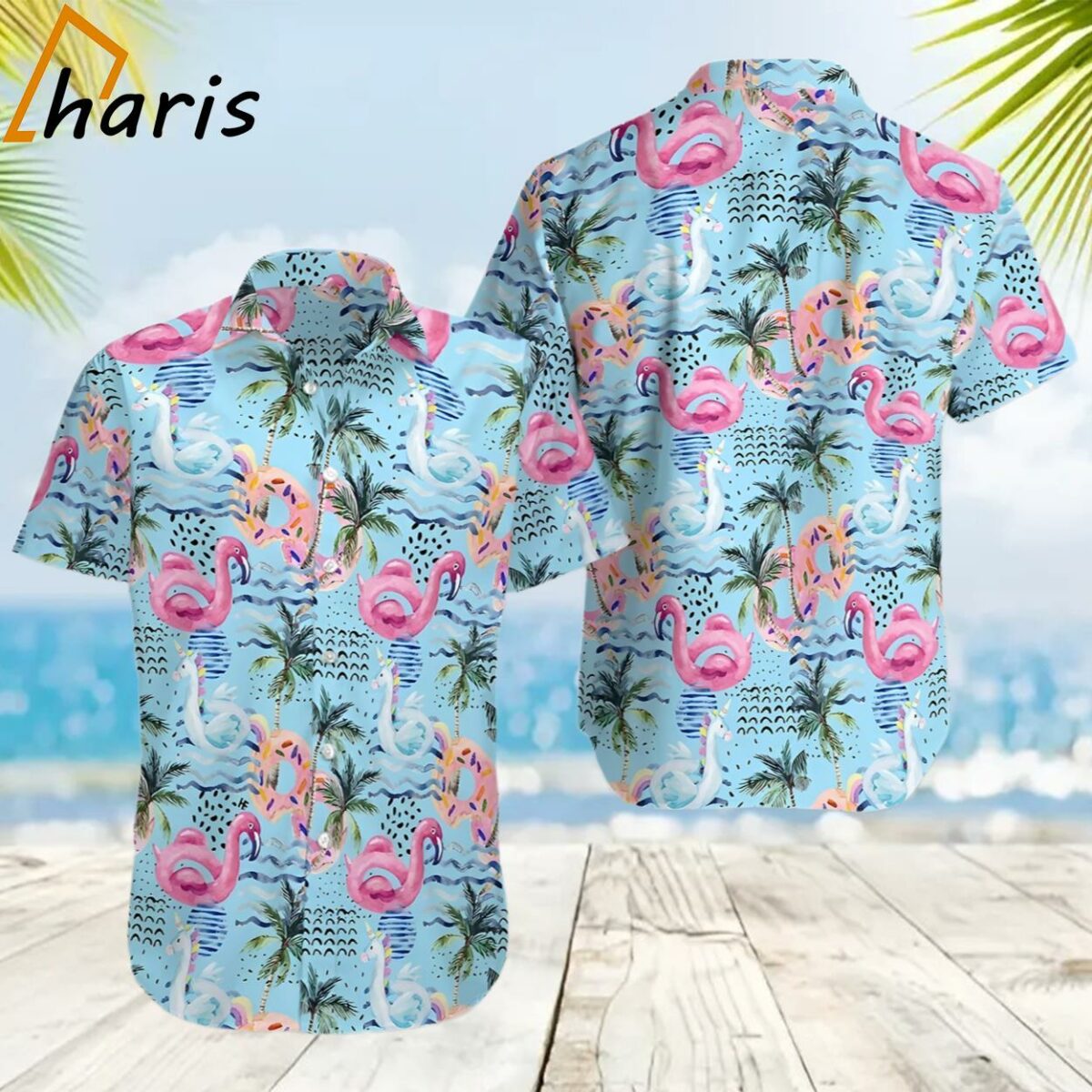 Balloon Flamingo Unicorn Summer Pool Trendy Hawaiian Shirt 2 2