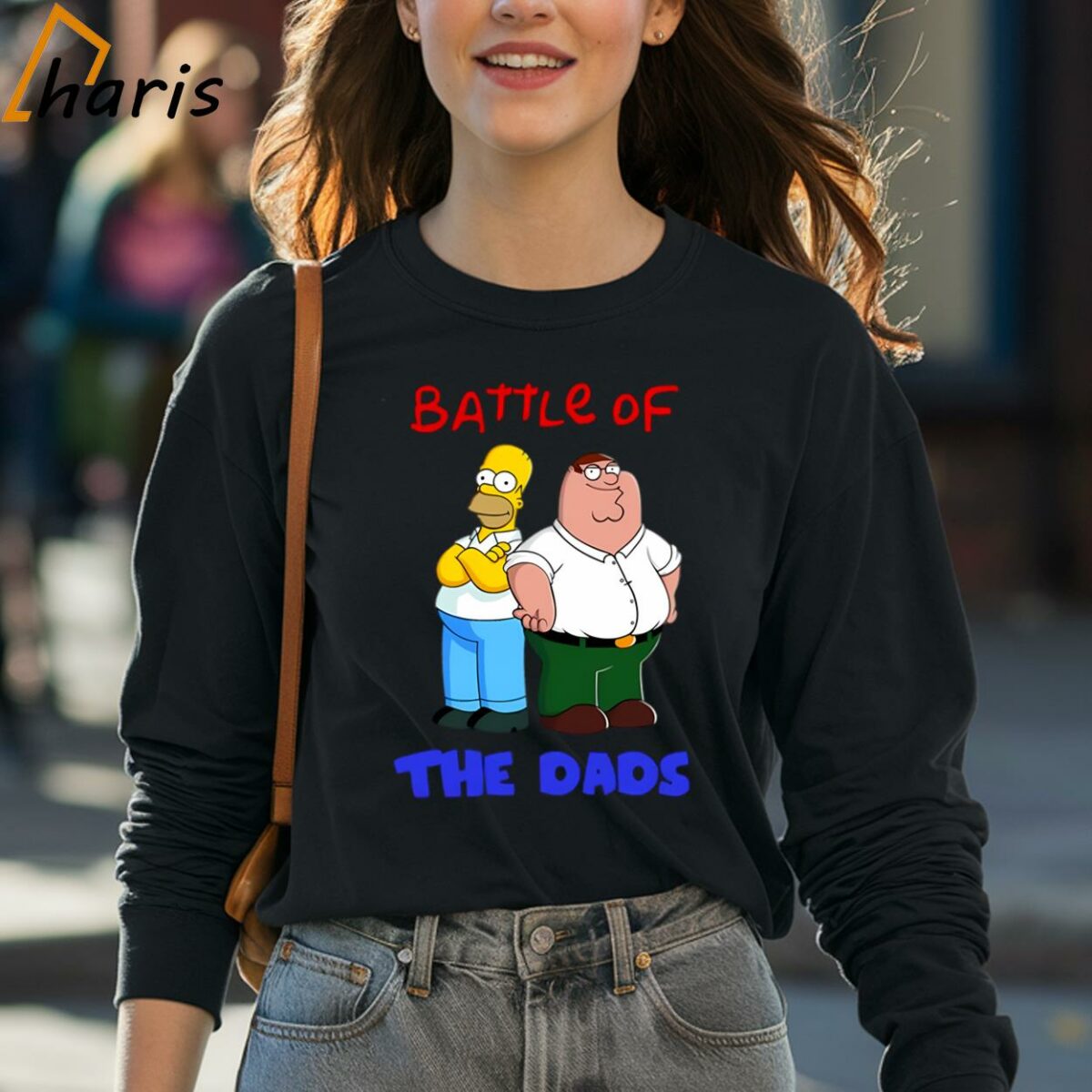 Battle Of The Dads Family Guy Simpsons Crossover Peter Griffin T shirt 4 long sleeve shirt