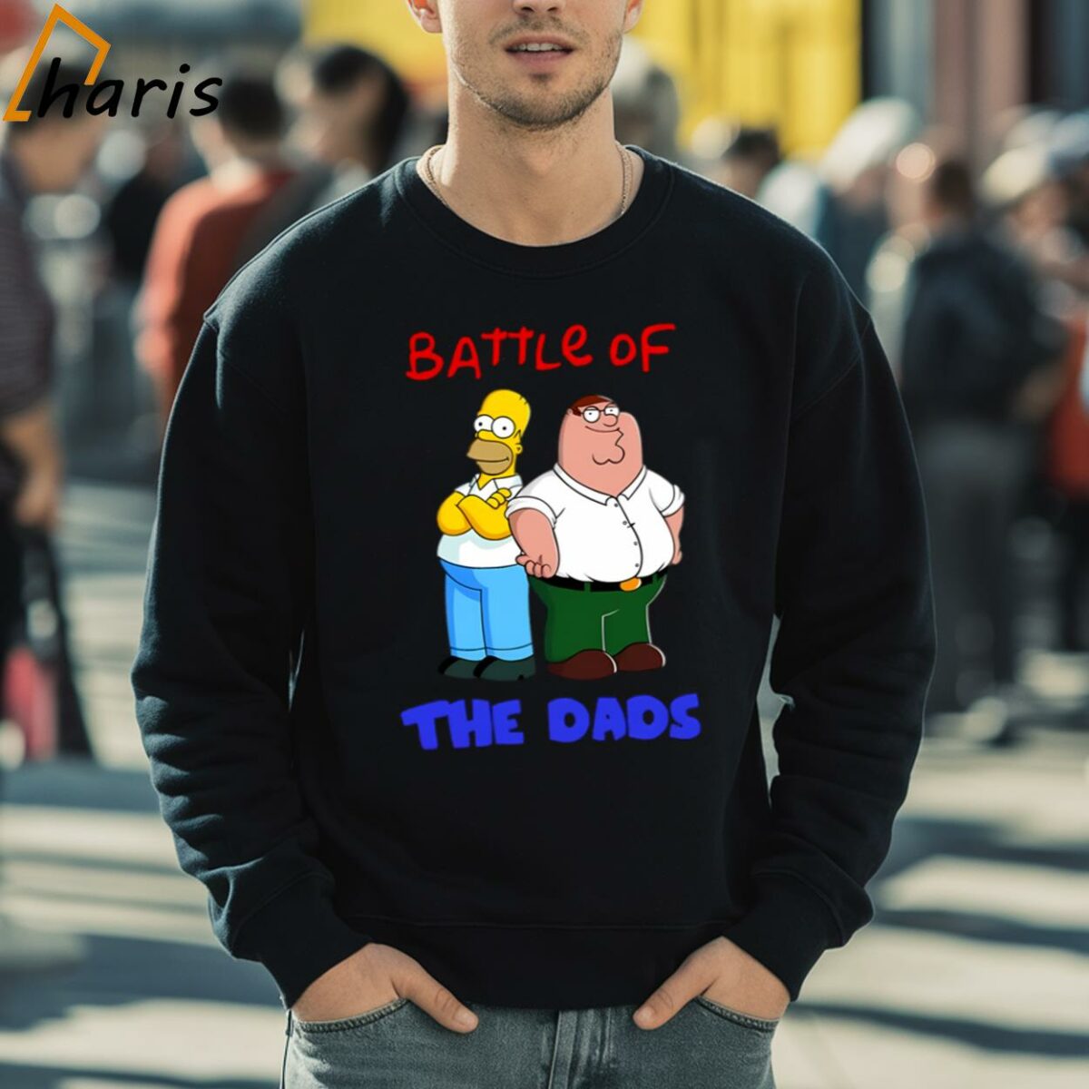 Battle Of The Dads Family Guy Simpsons Crossover Peter Griffin T shirt 5 sweatshirt