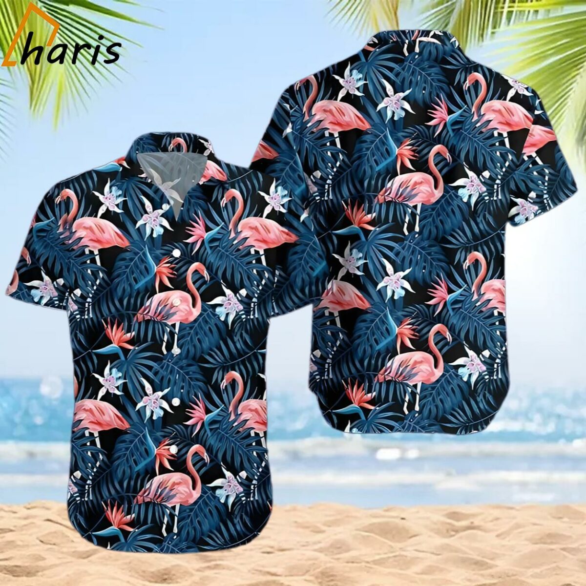 Black Flamingo Forest Hawaiian Shirt 2 2