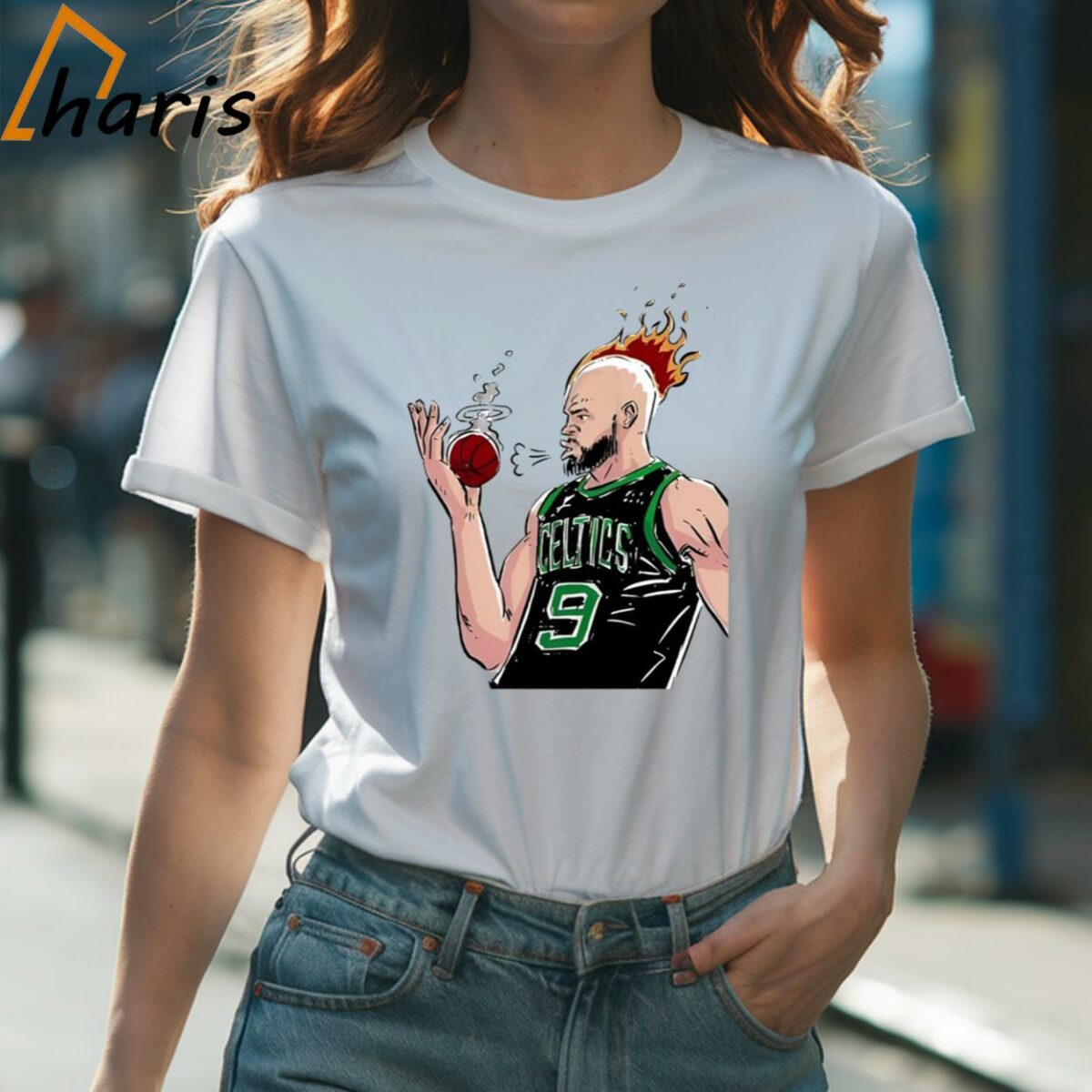 Boston Celtics Derrick White Is On Fire Cartoon Shirt 1 Shirt
