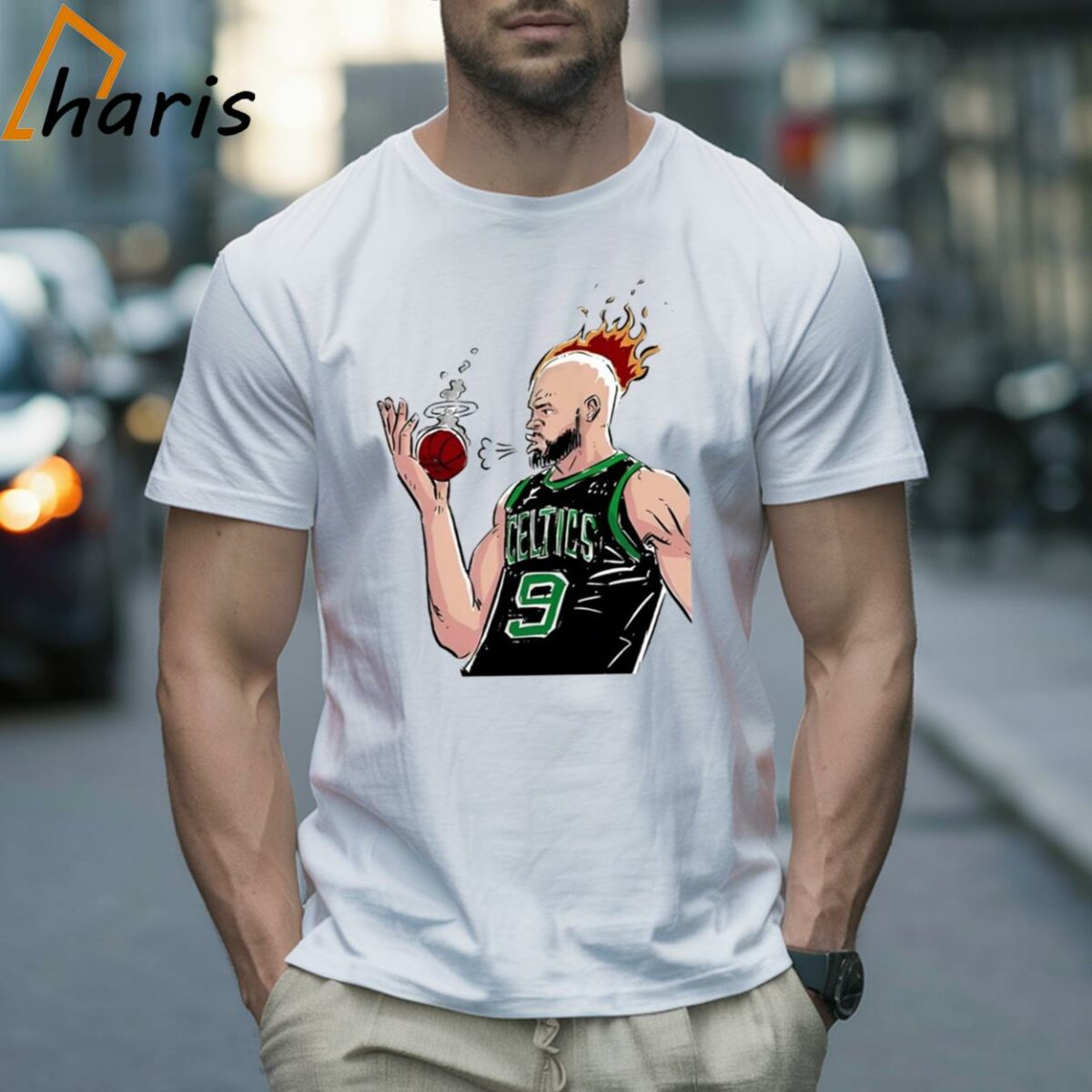 Boston Celtics Derrick White Is On Fire Cartoon Shirt 2 shirt
