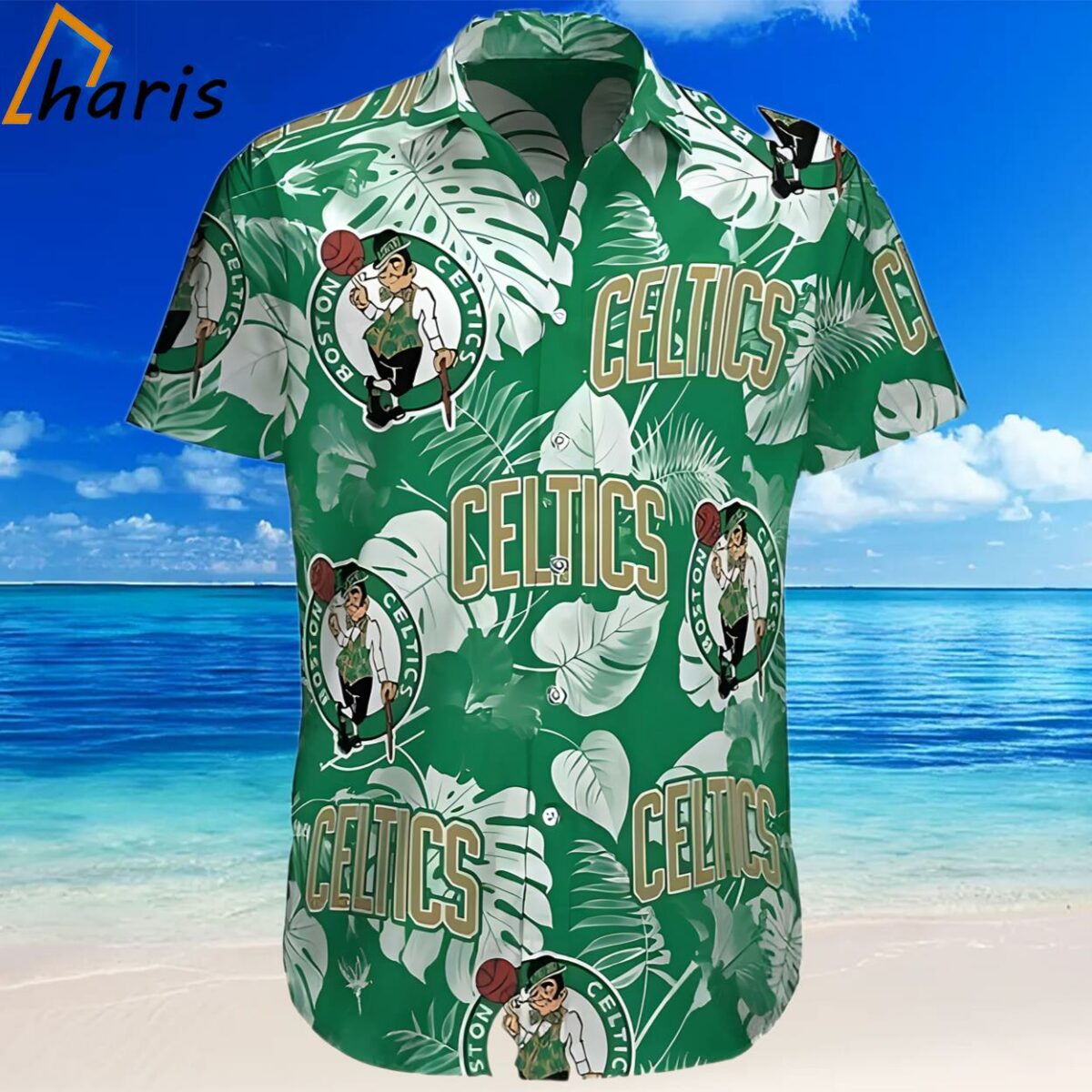 Boston Celtics Palm Leaves Pattern Beach Hawaiian Shirt Gift For Friend 2 2