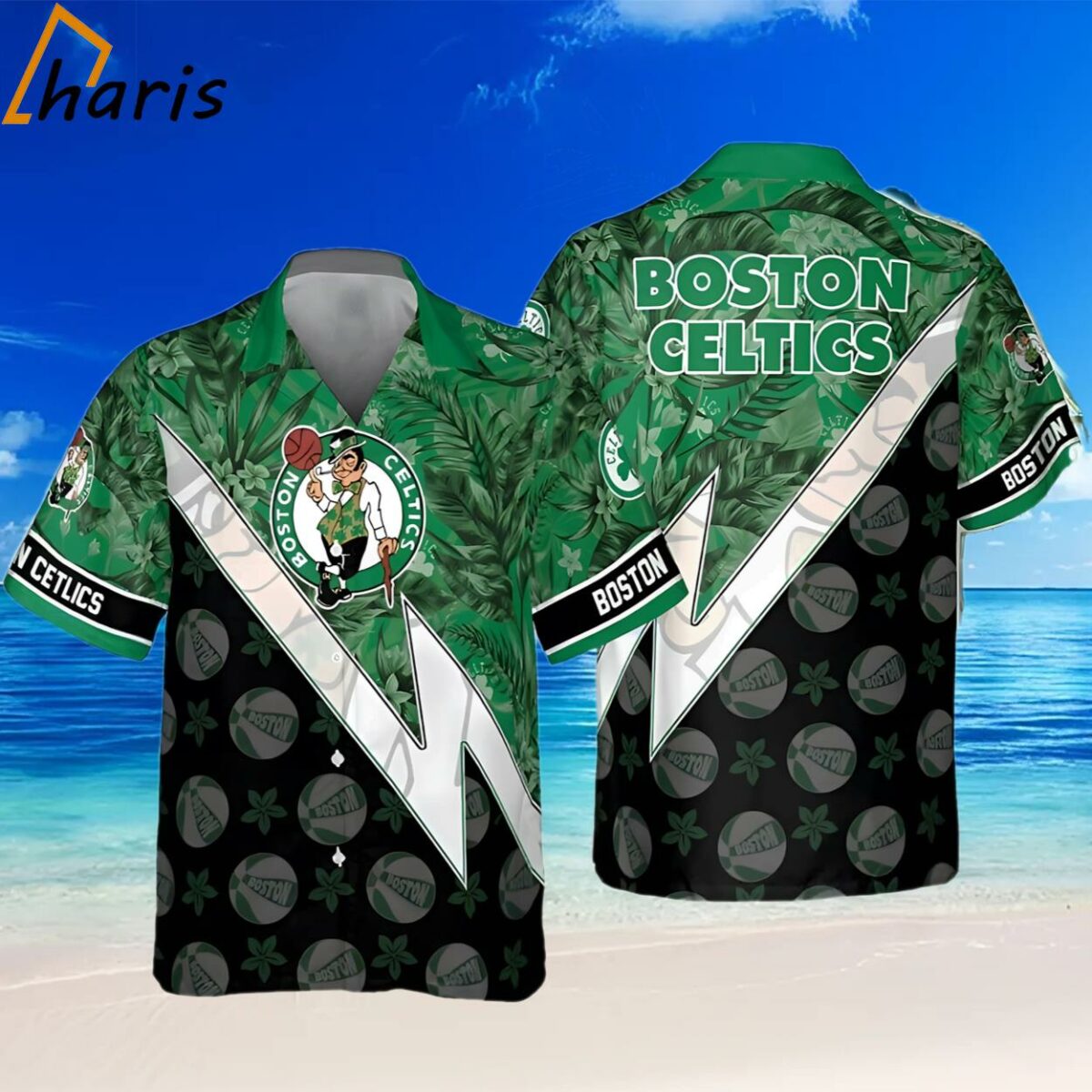 Boston Celtics Tropical And Basketball Pattern Print Hawaiian Shirt 2 2