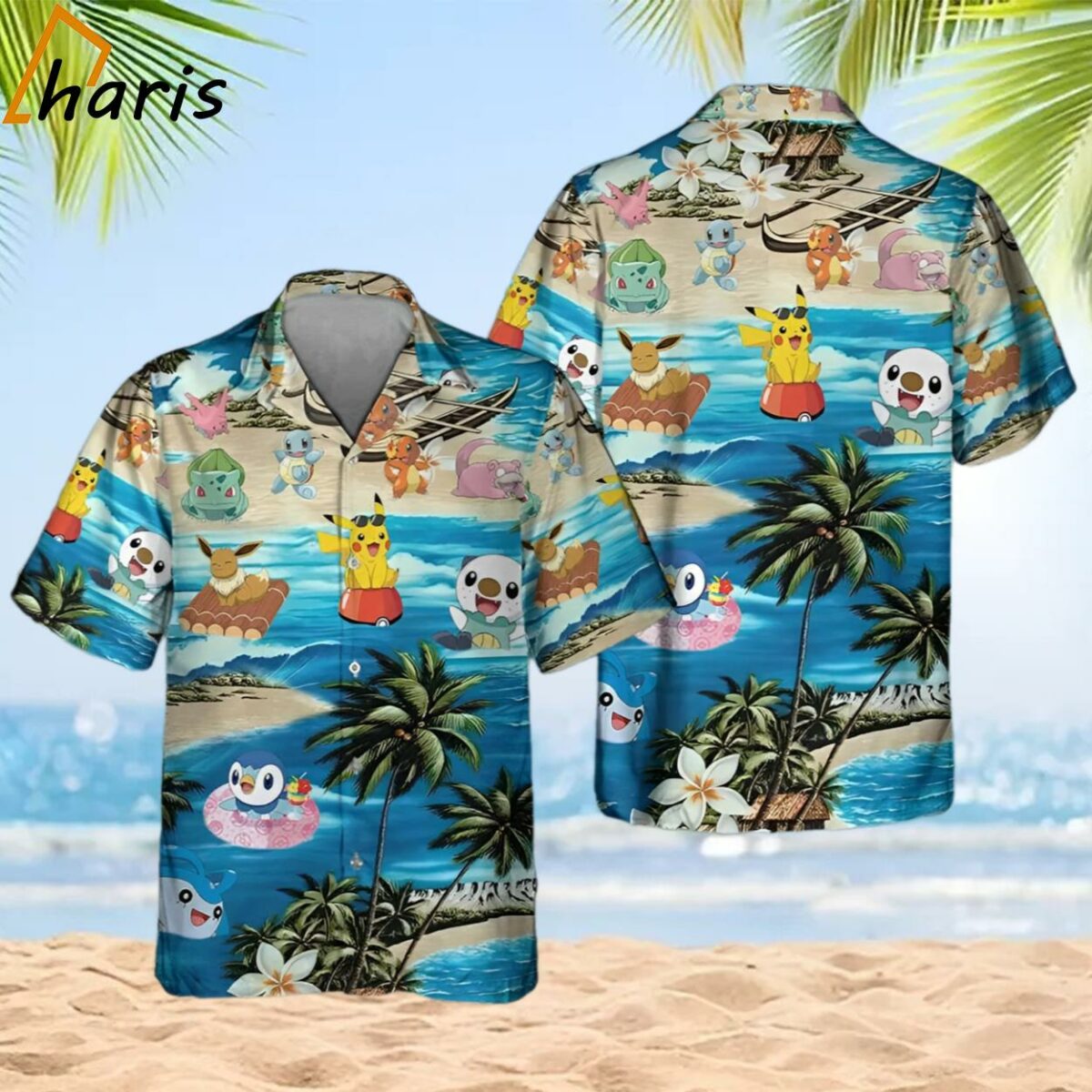 Bulbasaur Charmander Button Up Pikachu Summer Hawaiian Shirt 2 2
