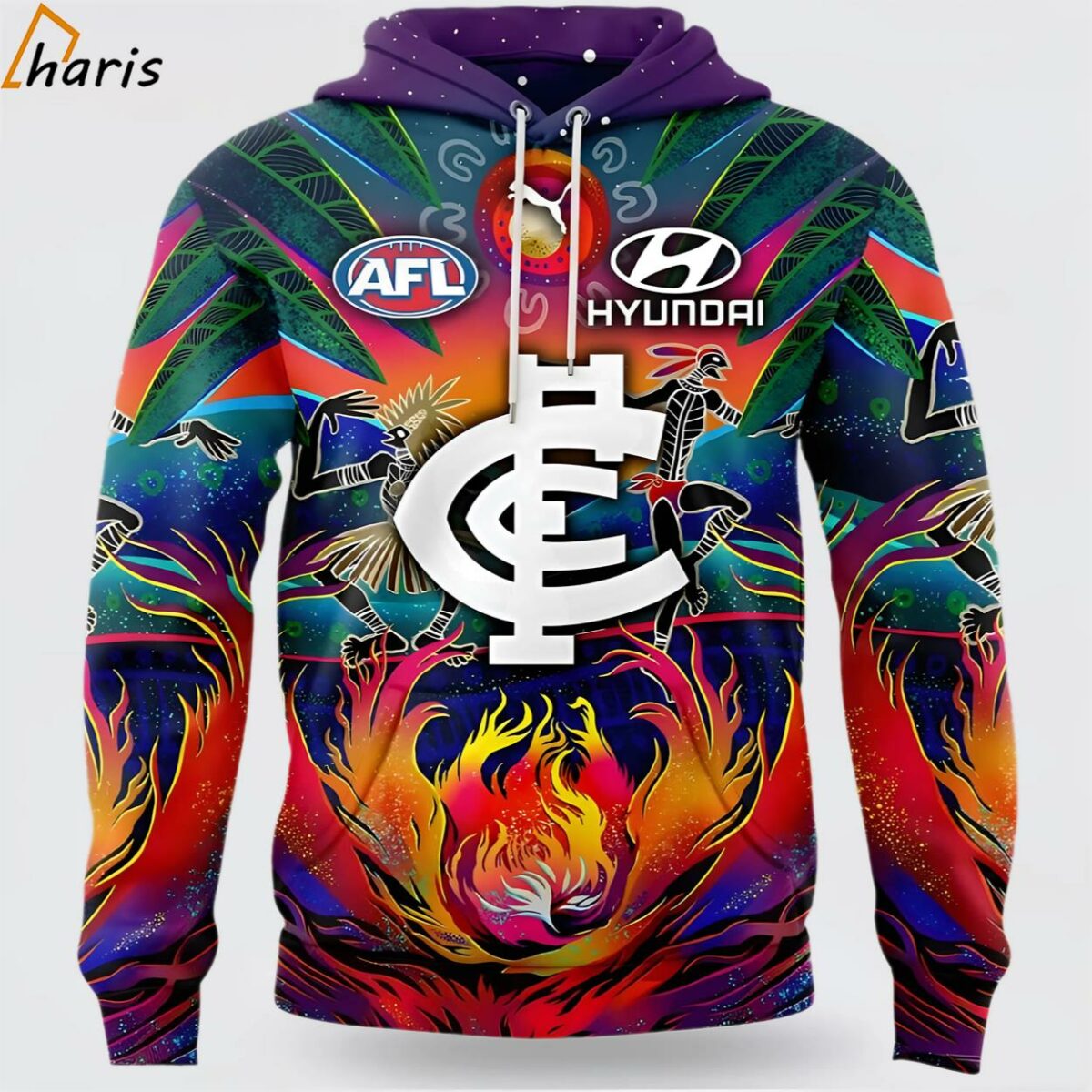 Carlton FC Keep The Fire Burning Black Loud And Proud Naidoc 2024 3D Hoodie 1 jersey