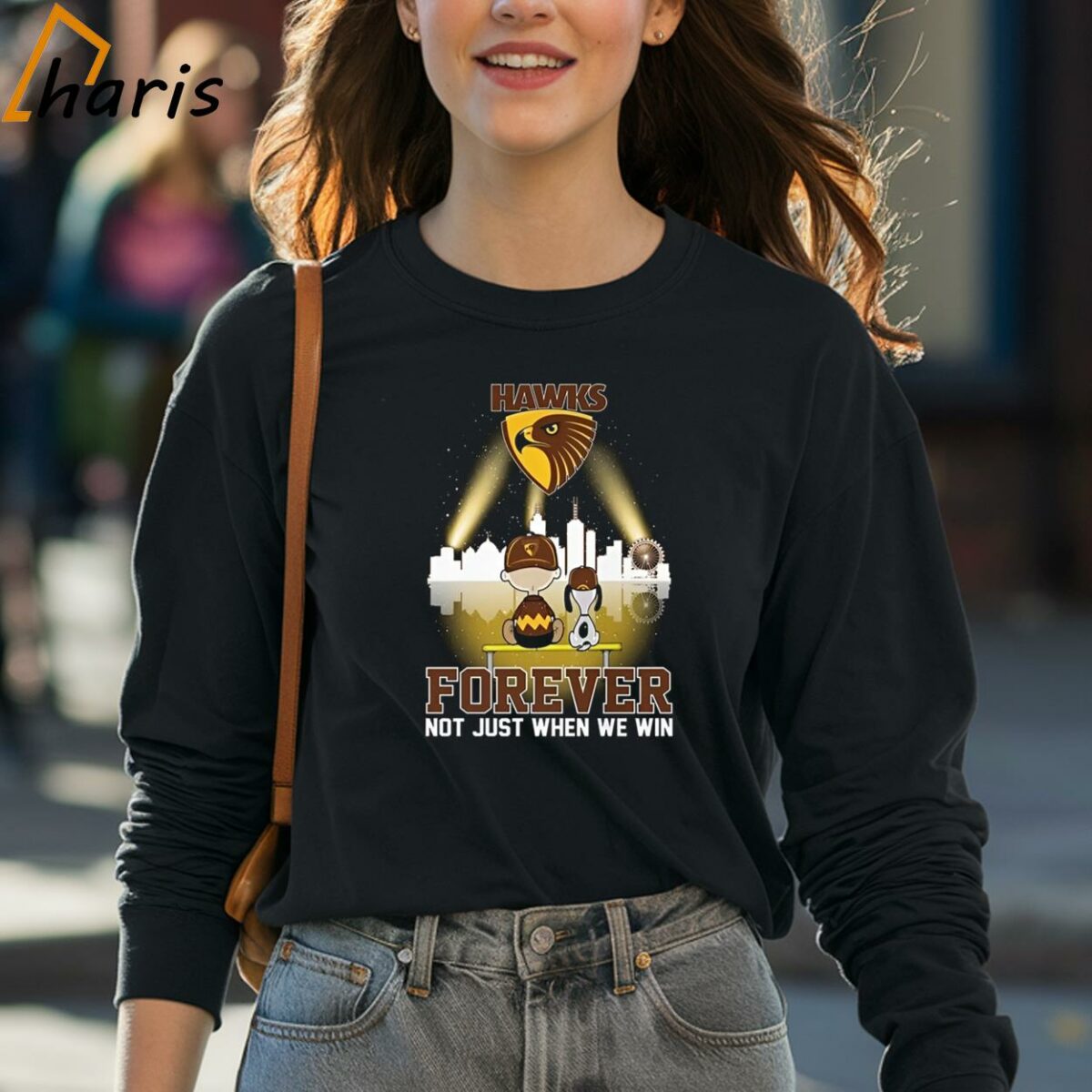 Charlie Brown And Snoopy Afl Hawthorn Football Club Forever Not Just When We Win T shirt 4 long sleeve shirt