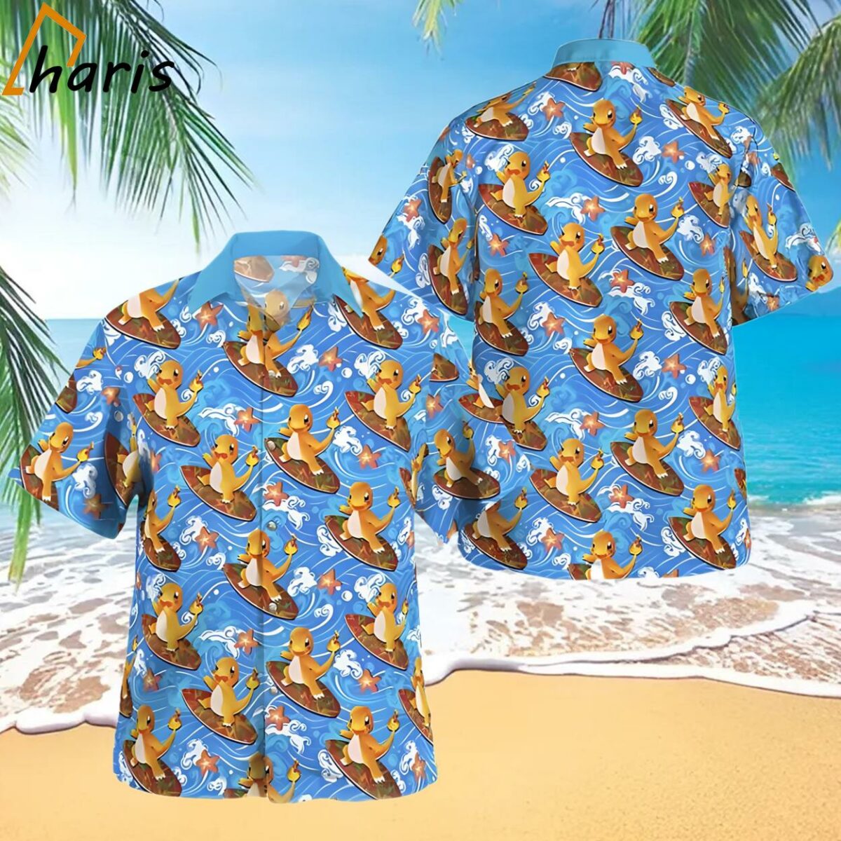 Charmander Surfing Beach Pokemon Hawaiian Shirt 1 1