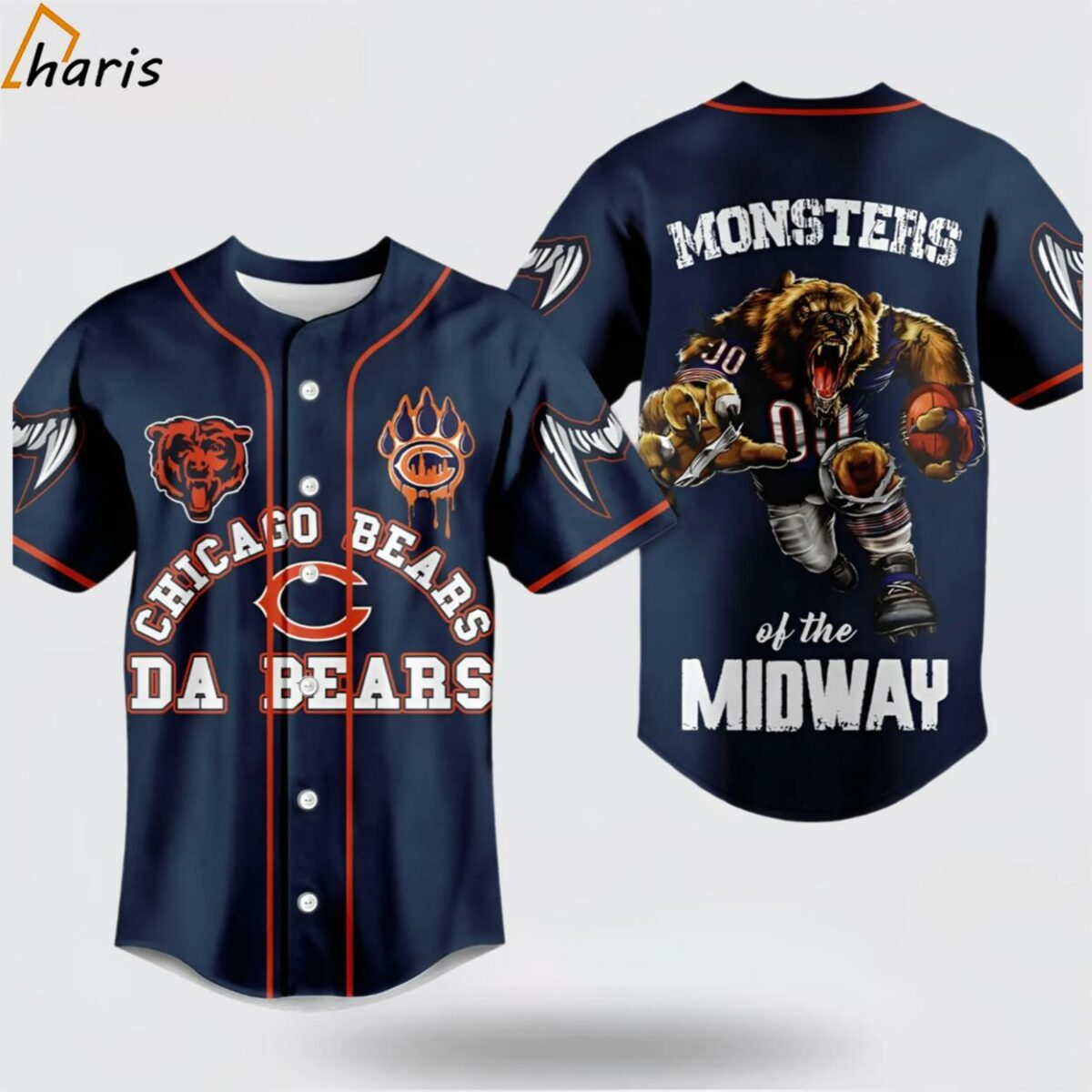 Chicago Bears Da Bears Monsters Of The Midway Baseball Jersey 1 jersey