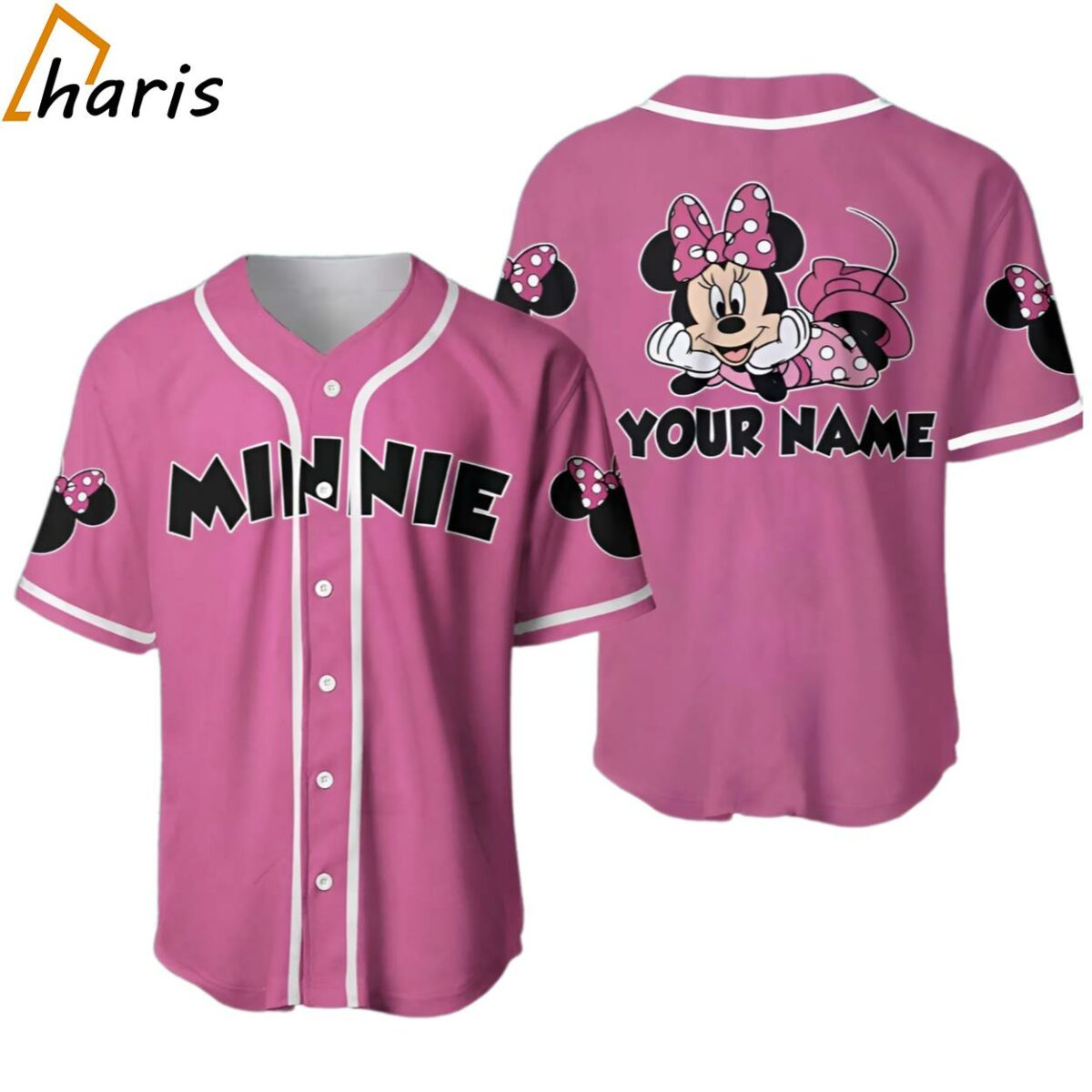 Cute Minnie Mouse Black Pink Disney Baseball Jersey Custom Design for Disney Fans jersey jersey