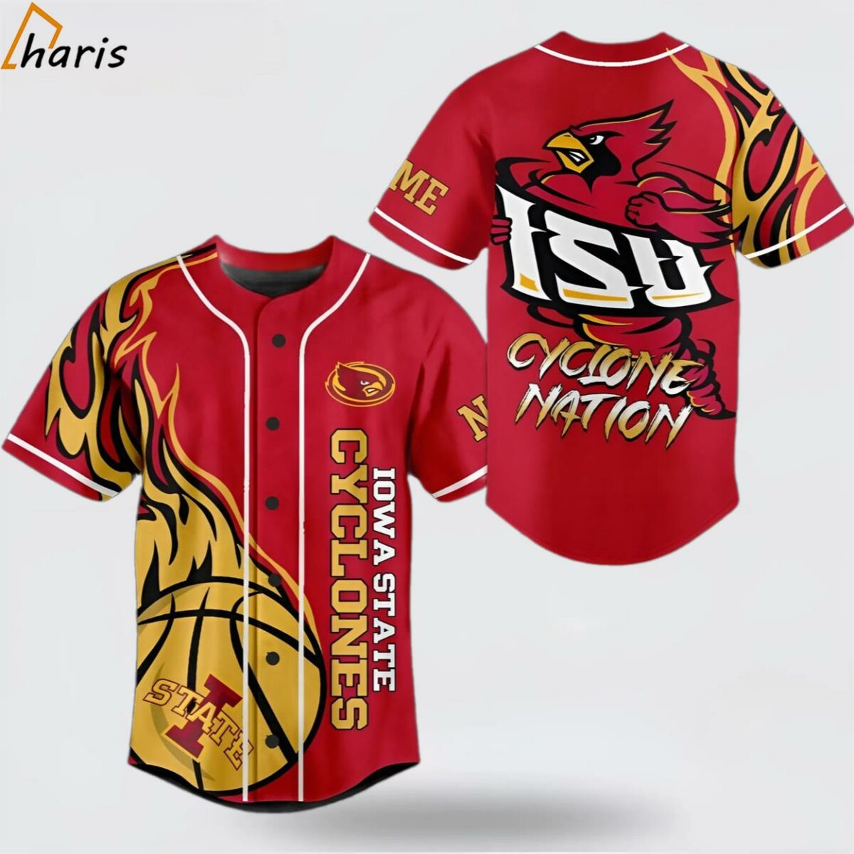 Cyclone Nation Iowa State Cyclones Custom Baseball Jersey 1 jersey