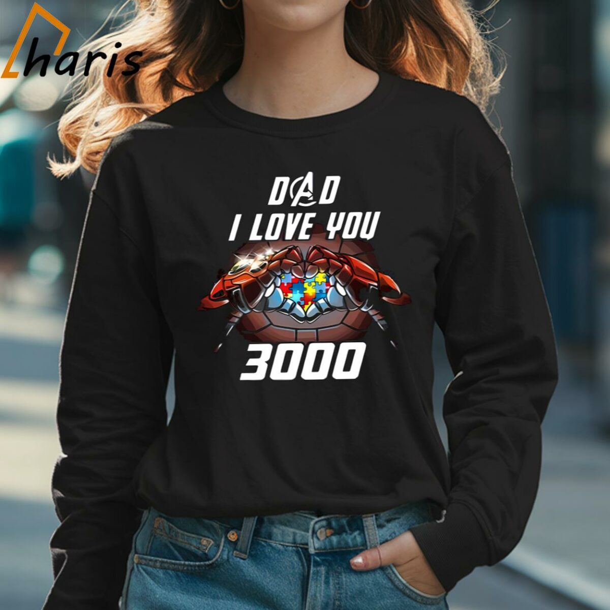 Dad I Love You 3000 Iron Man Autism Awareness Avengers Shirt 3 Long sleeve shirt