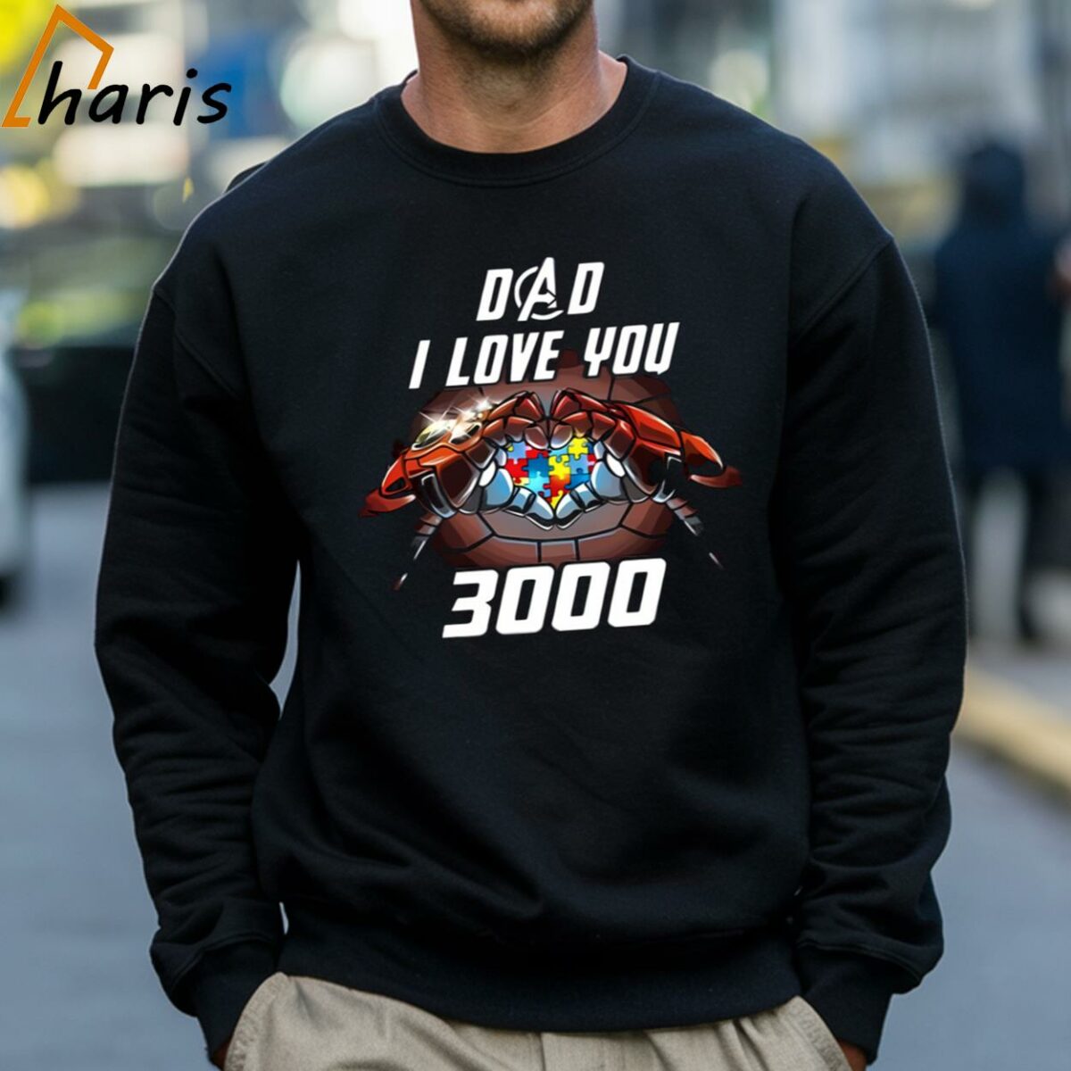 Dad I Love You 3000 Iron Man Autism Awareness Avengers Shirt 4 Sweatshirt