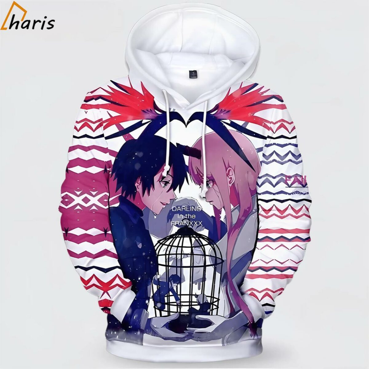 Darling In The Franxx Hiro And 02 White Pink 3D Hoodie 1 jersey