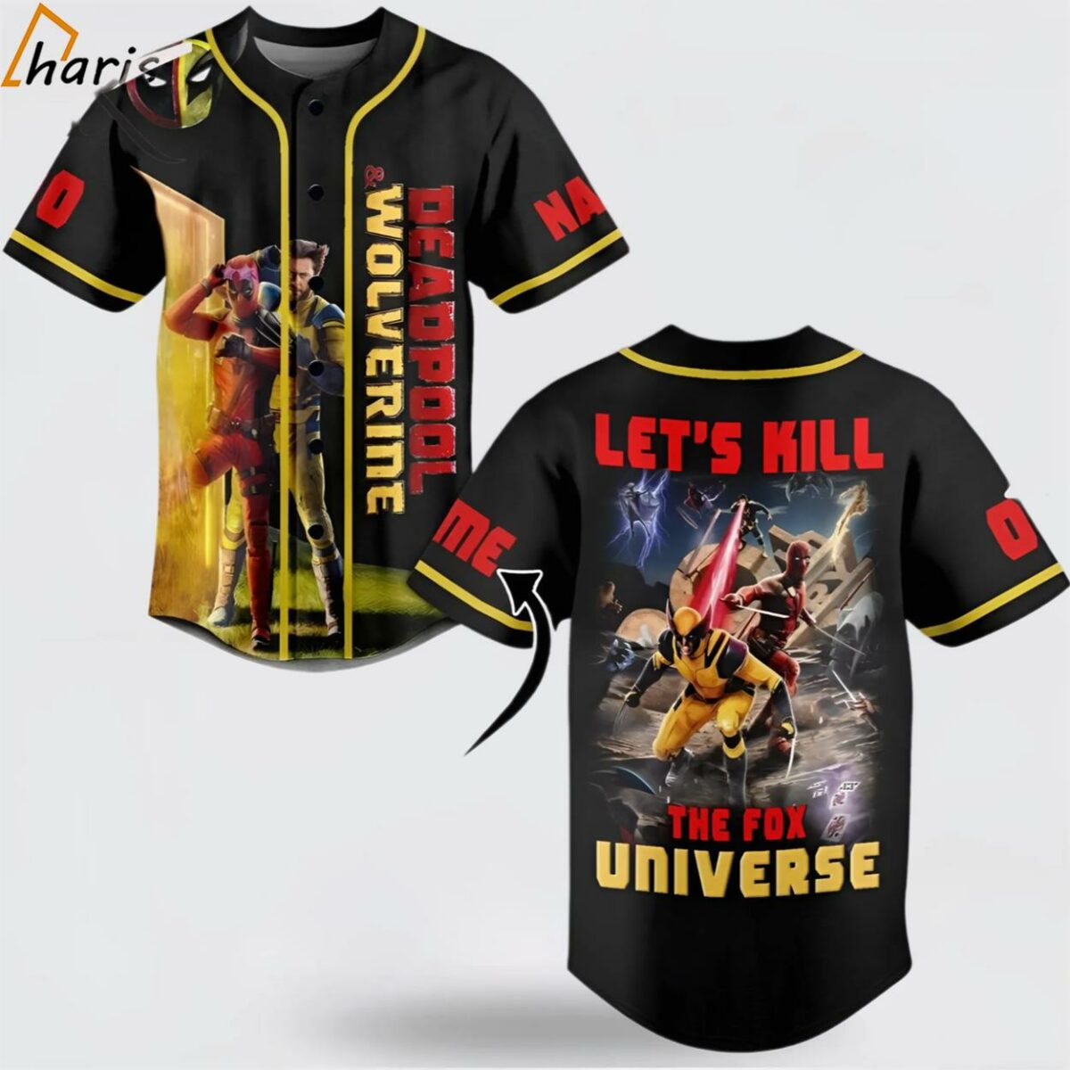 Deadpool Wolverine Let's Kill The Fox Universe Custom Baseball Jersey 1 jersey