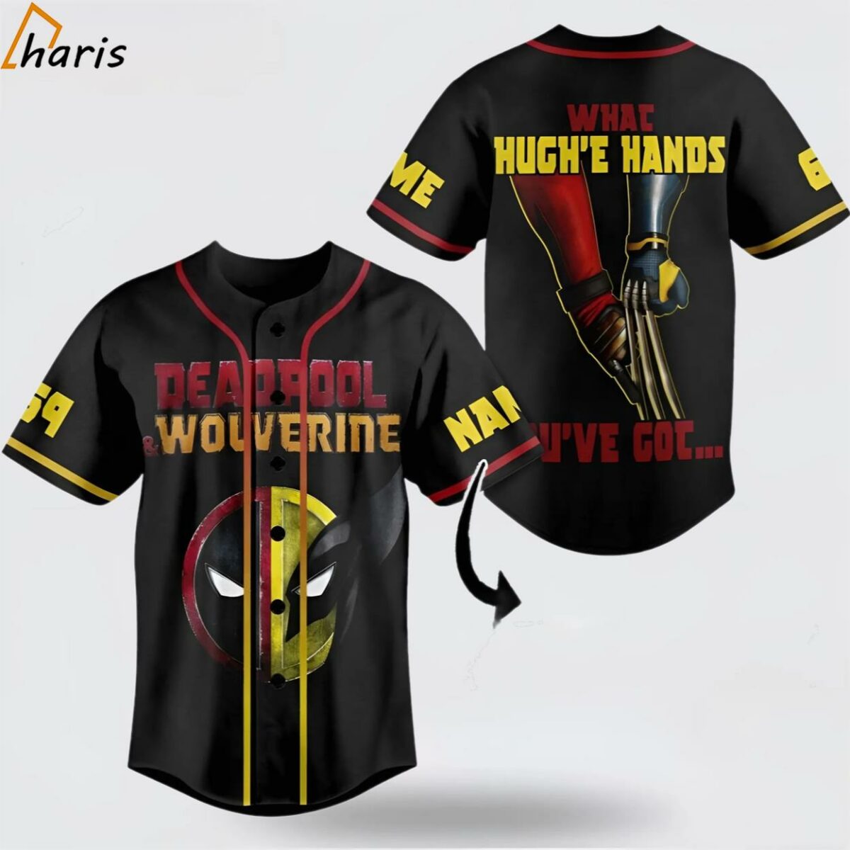 Deadpool Wolverine What Hugh'e Hands You've Got Custom Baseball Jersey 1 jersey