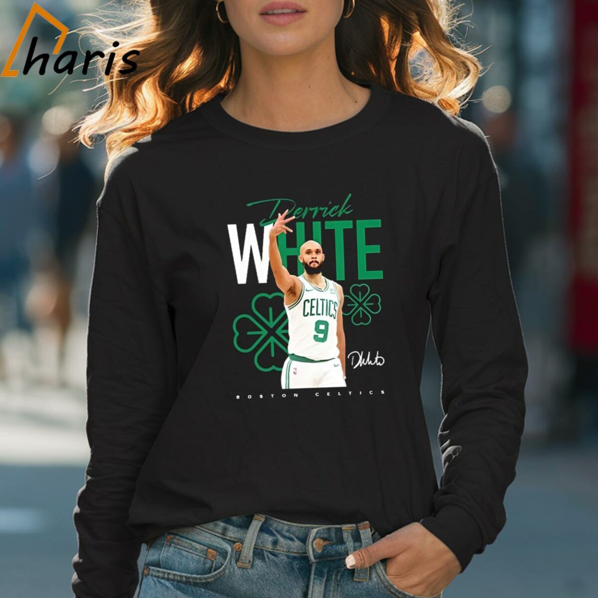 Derrick White Boston Celtics Signature T shirt 4 Long sleeve shirt