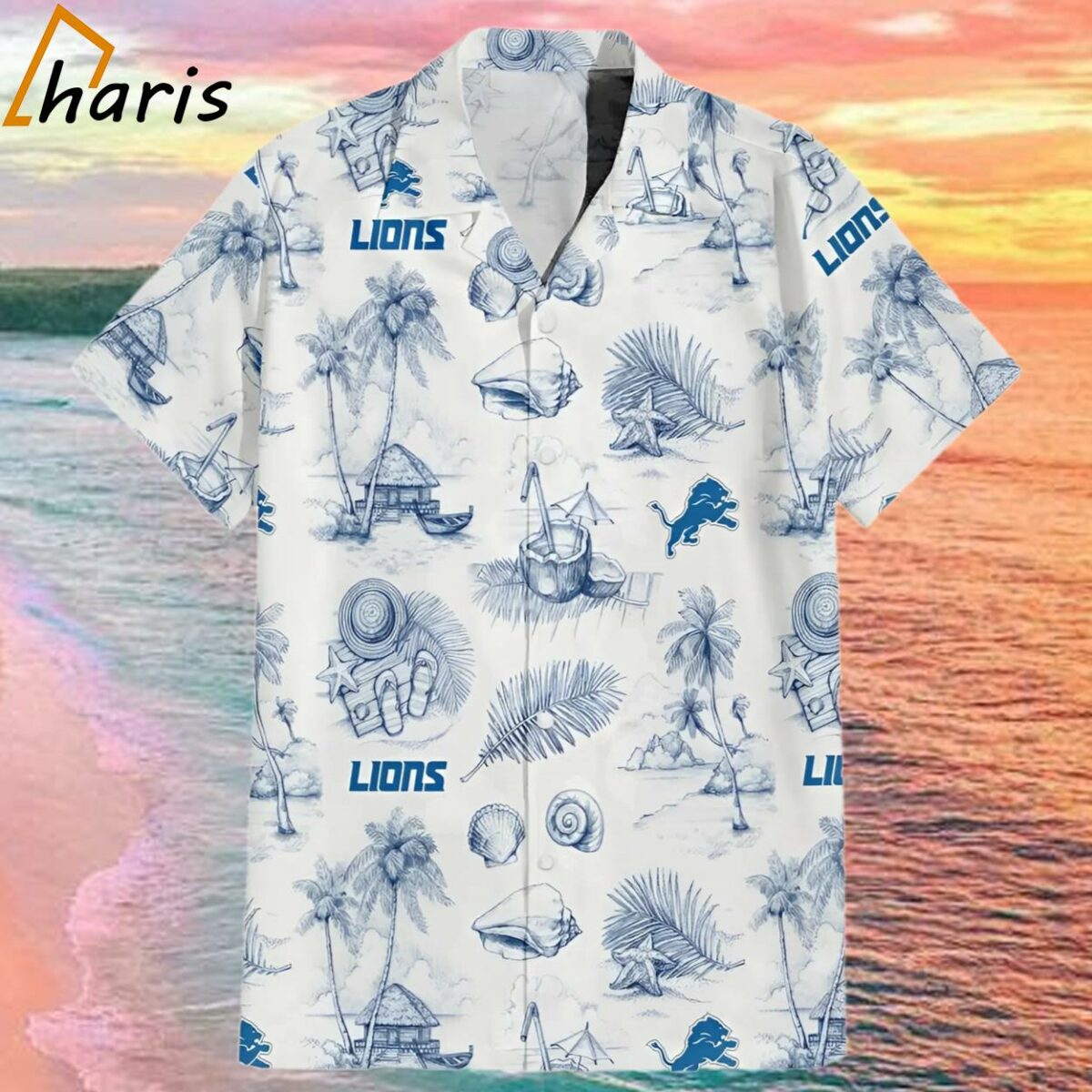 Detroit Lions Sunny Beach Hawaiian Shirt 1 1