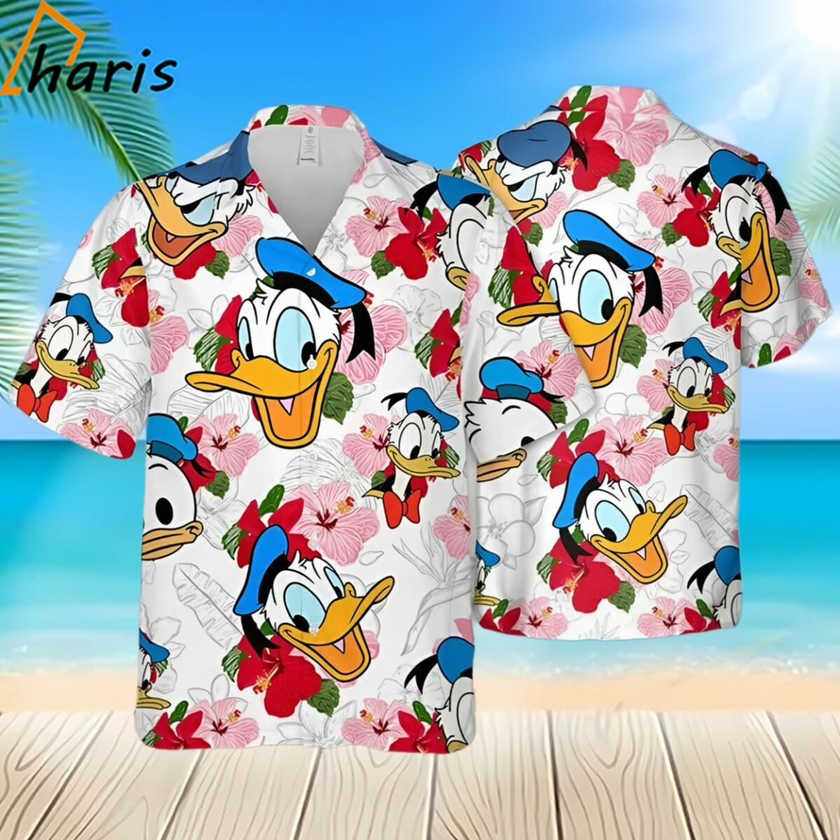 Disney Donald Duck Hibiscus Inspired Hawaiian Shirt 2 2