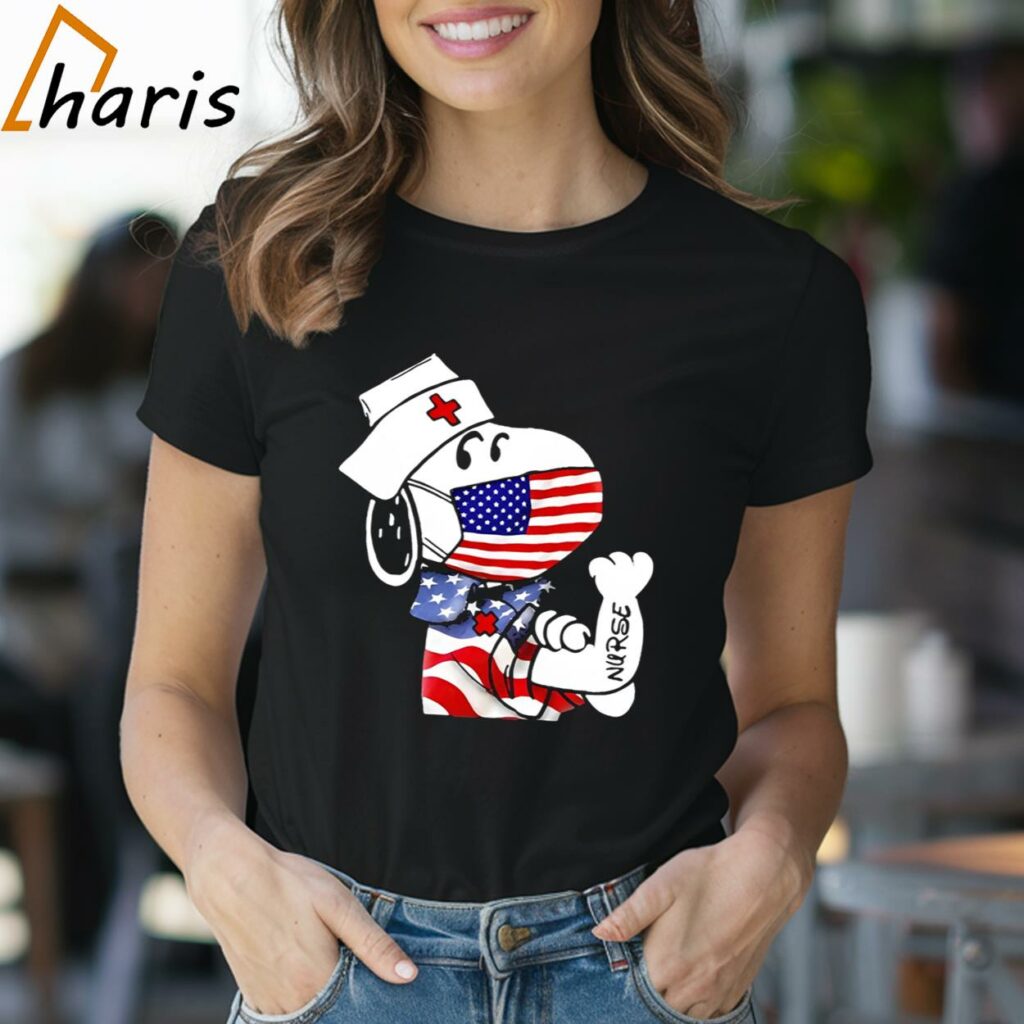 Disney Snoopy Nurse American Flag Independence Day Shirt