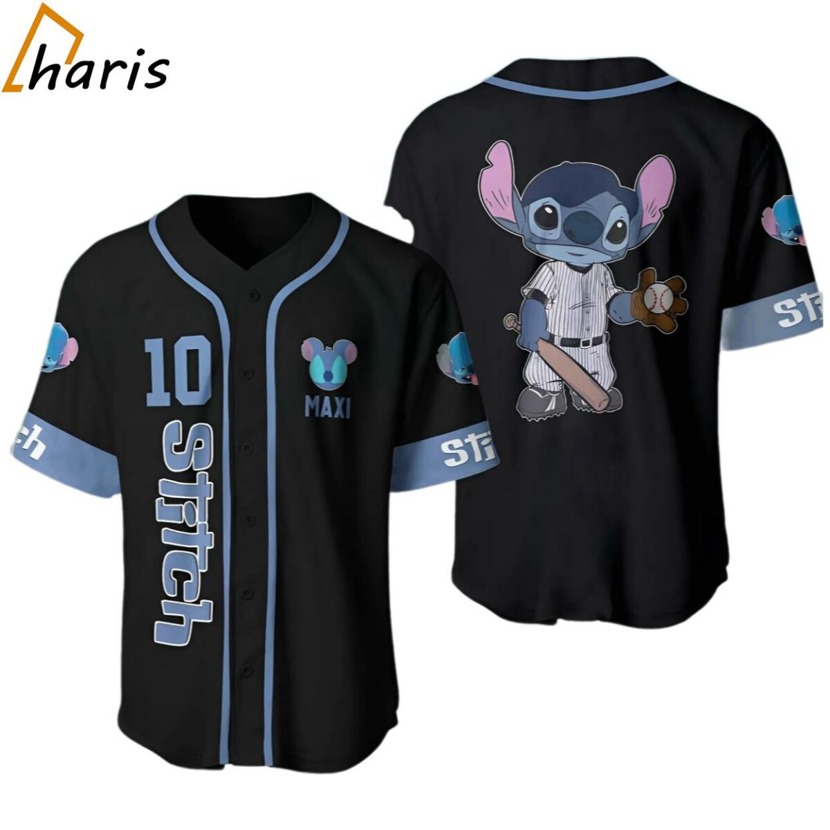 Disney Stitch Blue Black Custom Baseball Jersey jersey jersey