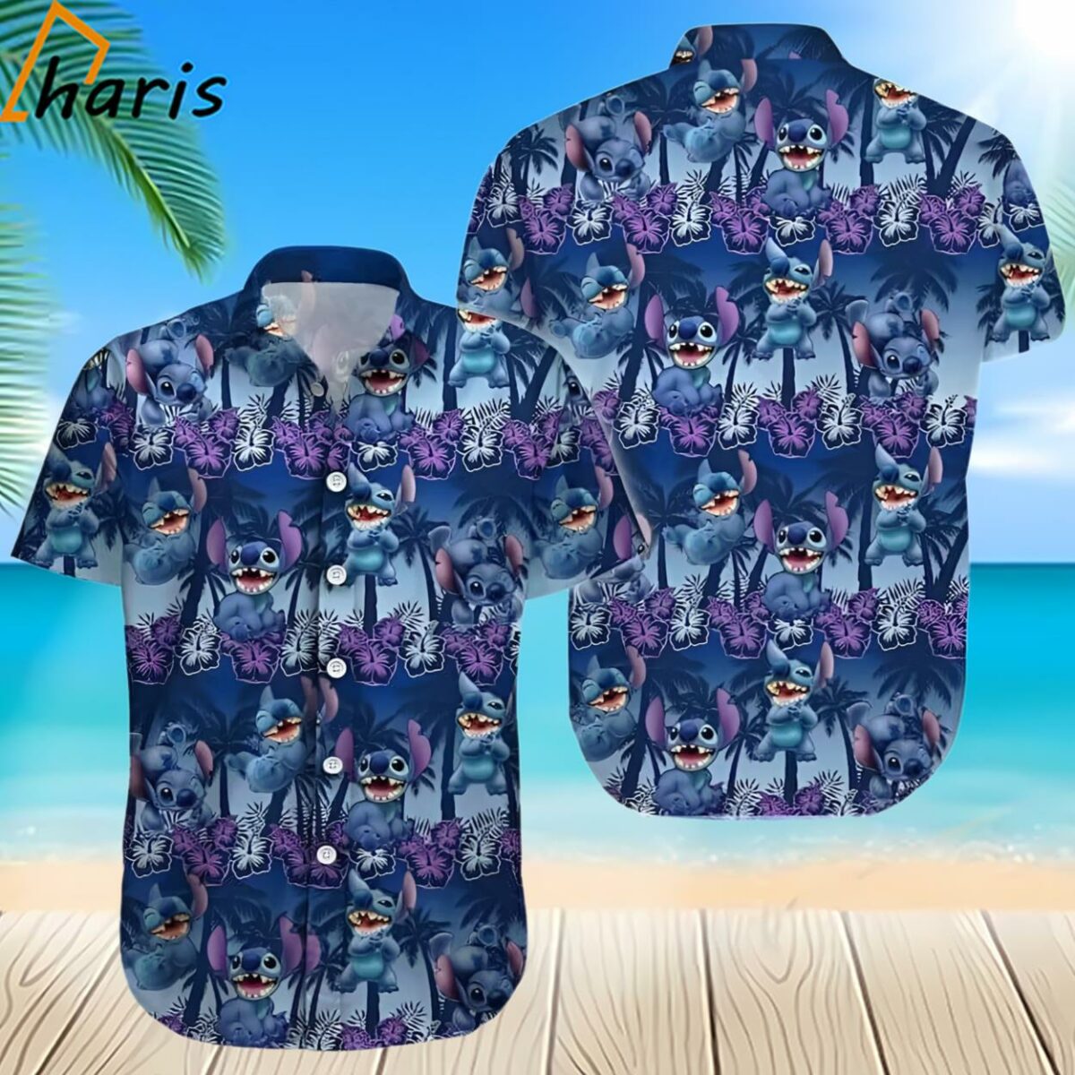 Disney Stitch Hawaiian Shirt Palm Trees Pattern Gift For Beach Lovers 2 2