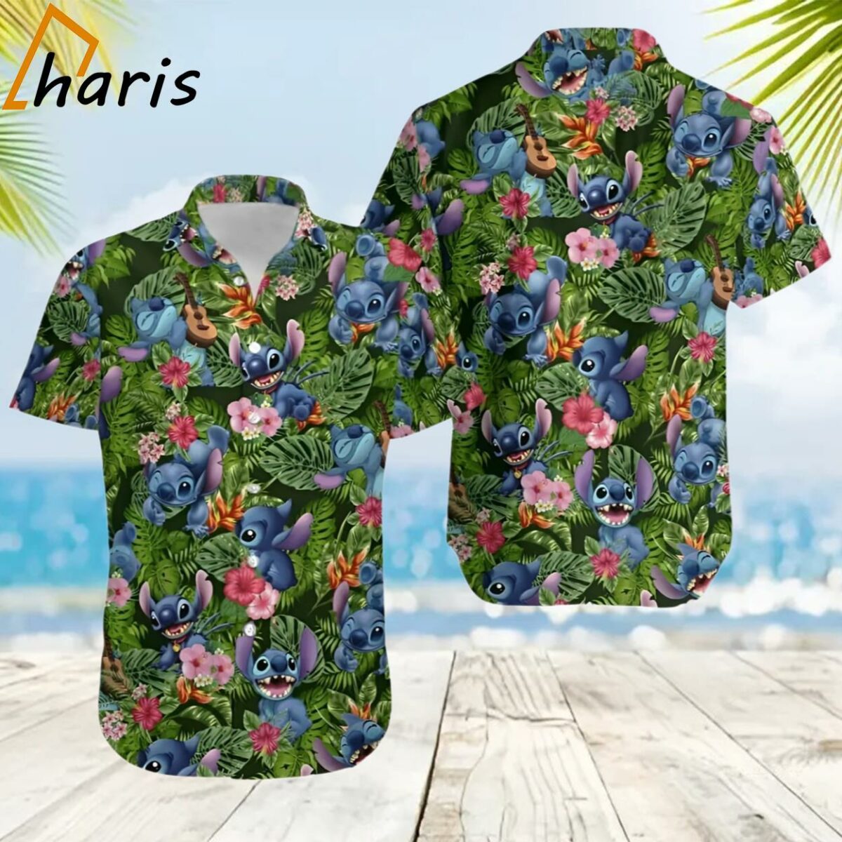 Disney Stitch Hawaiian Shirt Tropical Leaves Pattern Summer Beach Gift 2 2