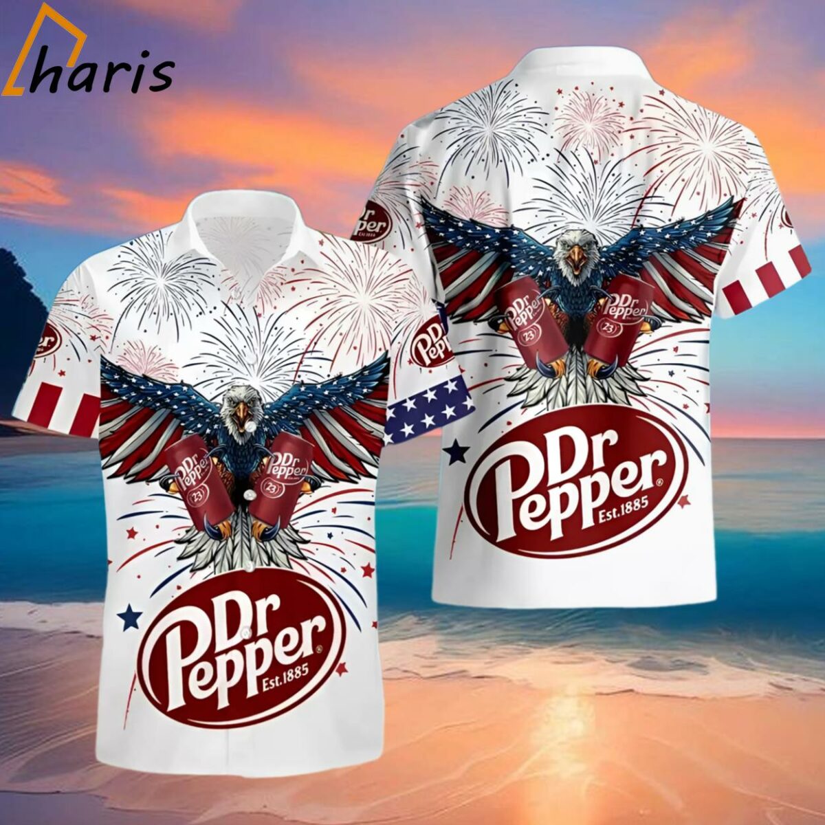 Dr Pepper USA Flag Independence Day Hawaiian Shirt