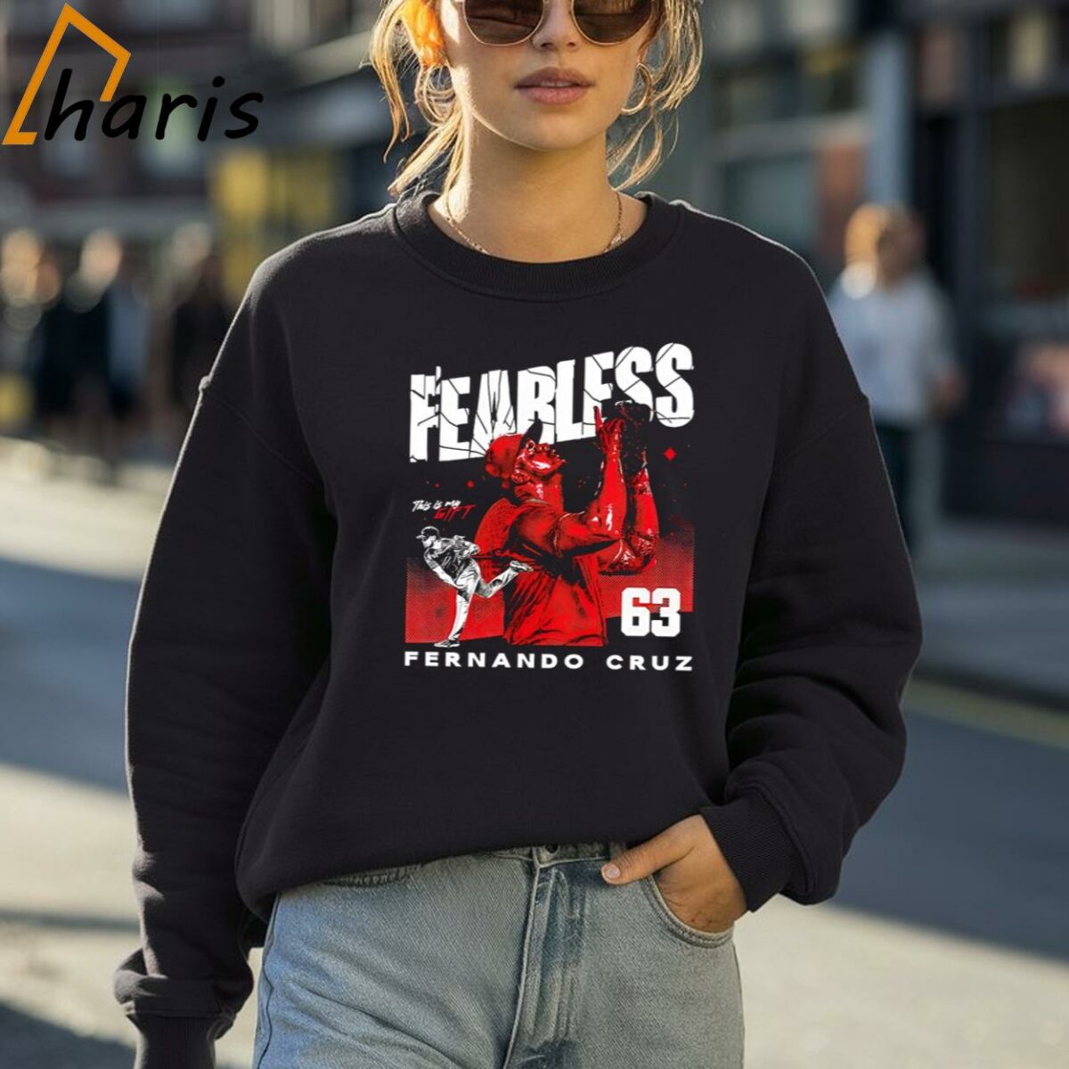 Fearless Fernando Cruz 63 Cincinnati Reds This Is My Gift Shirt 4 Sweatshirt