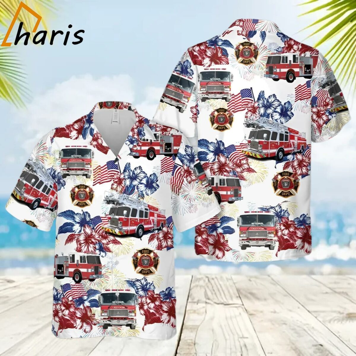 Firefighter Fire Truck 4Th Of July Hawaiian Shirt 2 2