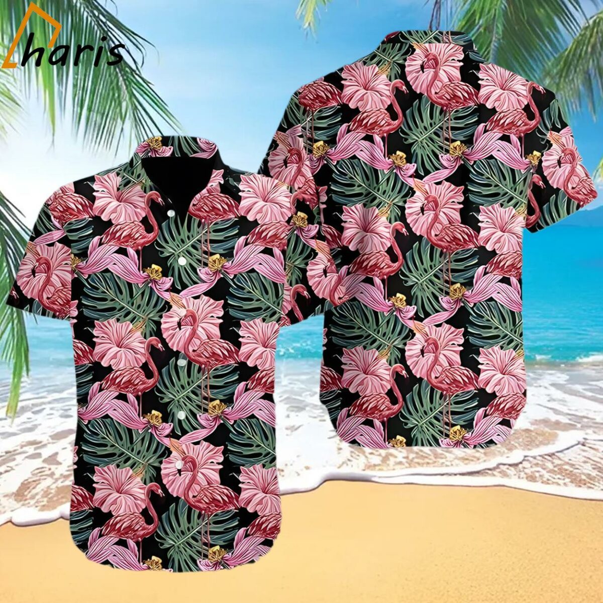 Flamingo's Dance in Tropical Paradise Hawaiian Shirt 1 1