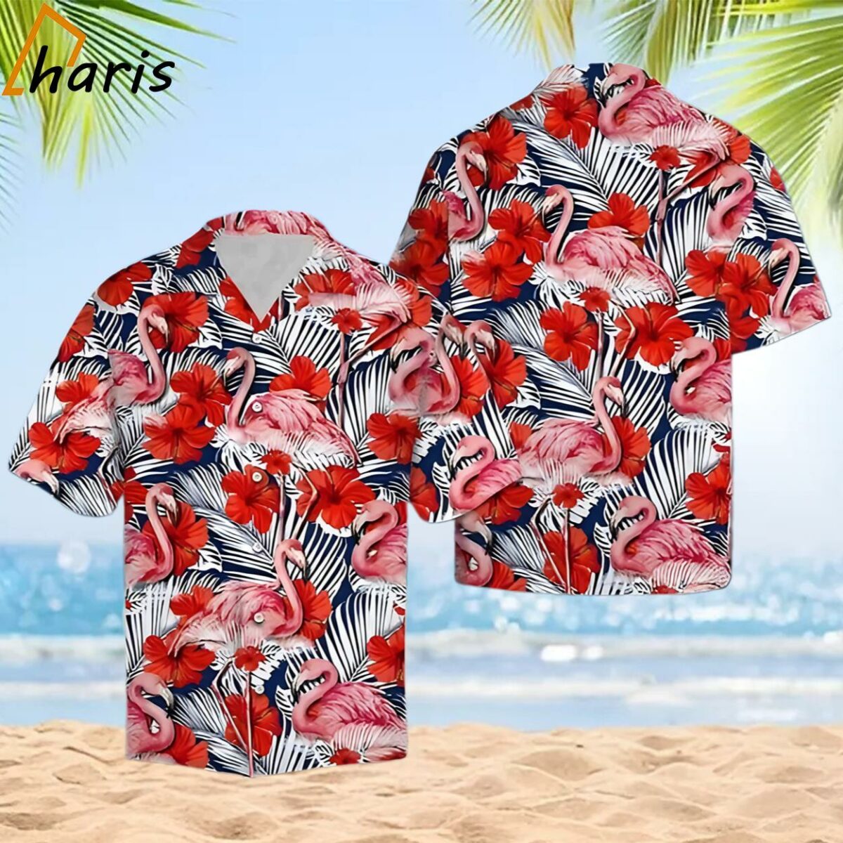 Flamingo Beach Vibe with Hibiscus Flower Hawaiian Shirt 2 2 1