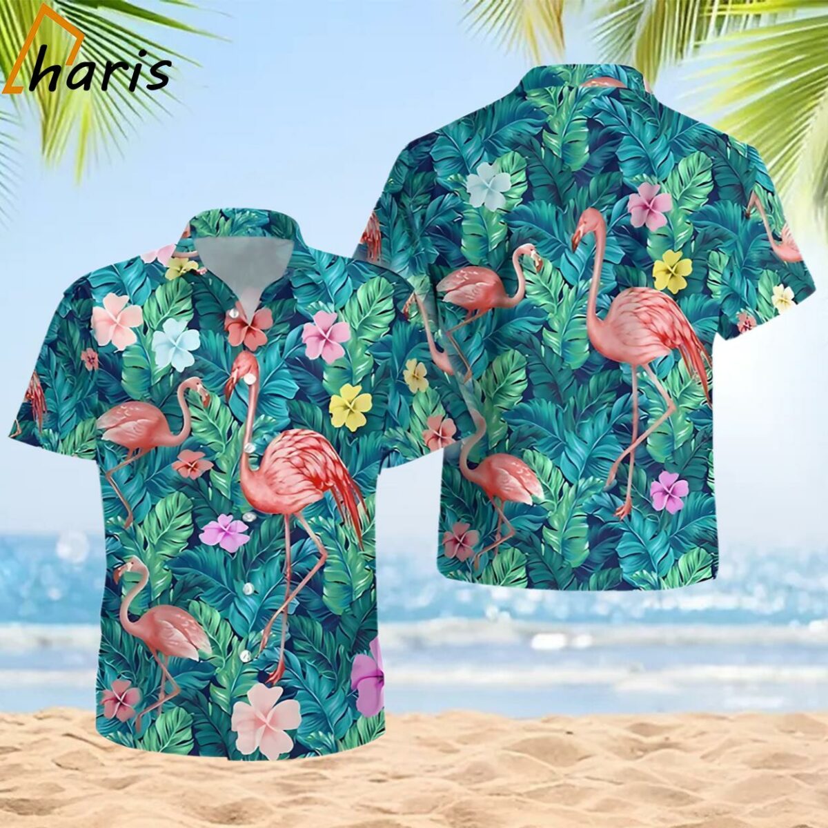 Flamingo Green Tropical Trendy Hawaiian Shirt 2 2