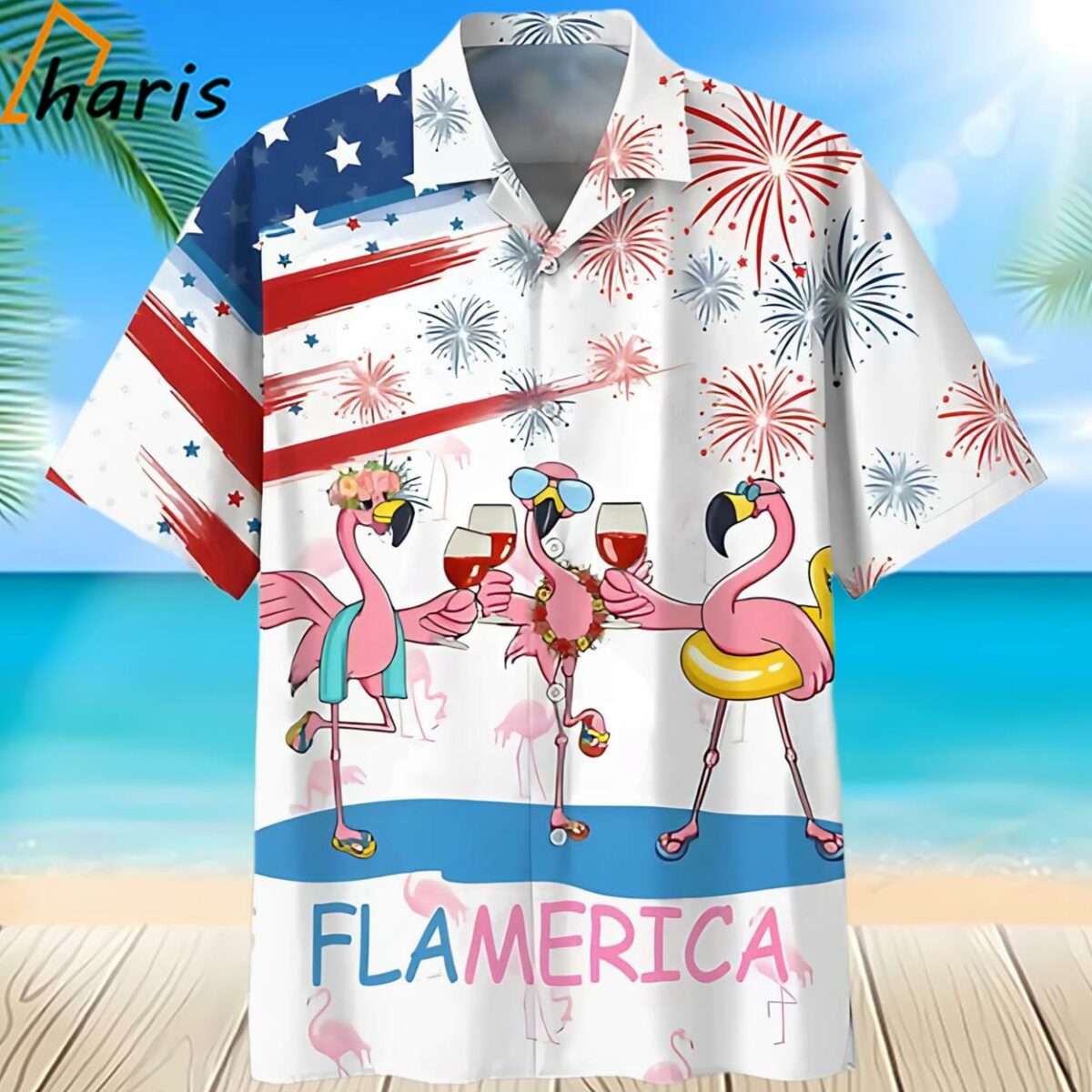 Flamingo Wine Flamerica 4Th Of July Independence Day Trendy Hawaiian Shirt 2 2