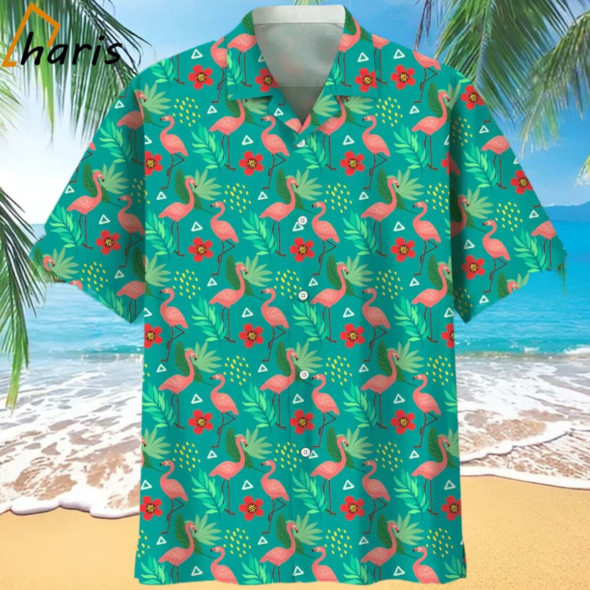 Flamingos Amidst Tropical Plants 3D Hawaiian Shirt 1 1