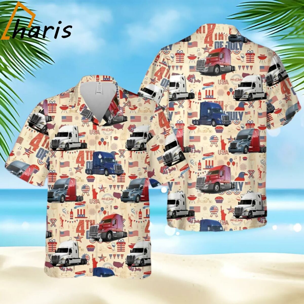 Freightliner Cascadia 4Th Of July Hawaiian Shirt For Men 1 1