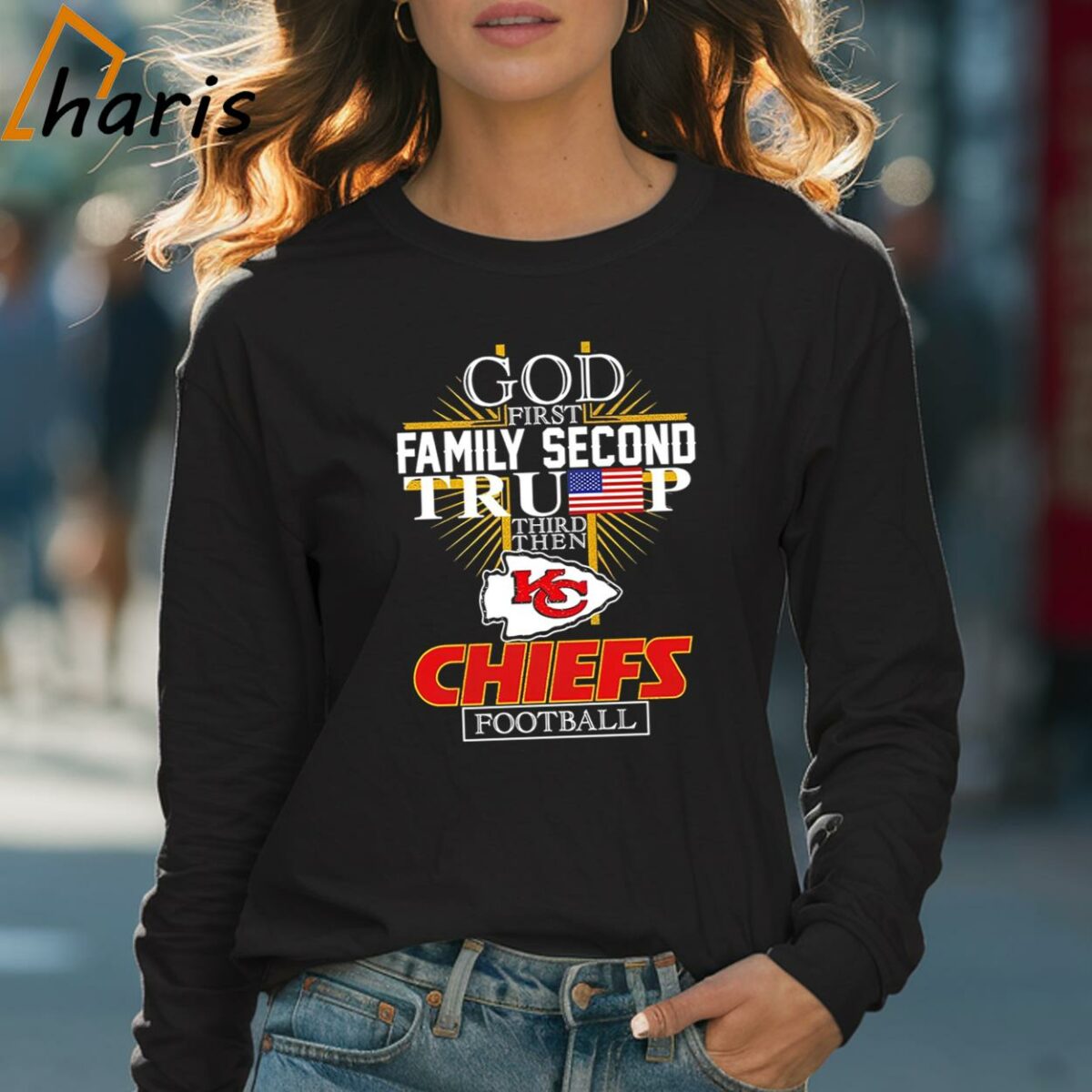 God First Family Second Trump Kansas City Chiefs Football Shirt 4 Long sleeve shirt