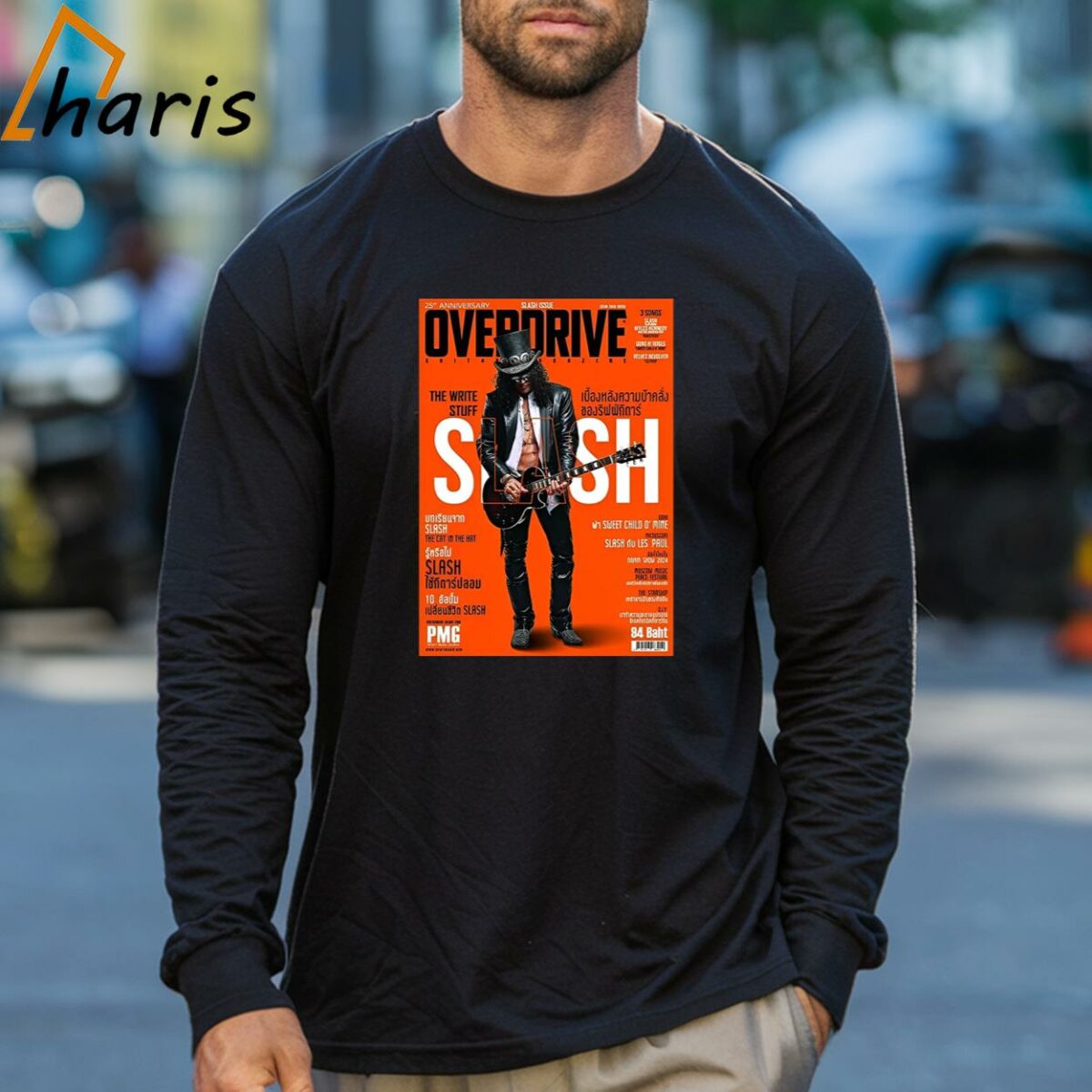 Guns N Roses 25th Anniversary Slash Issue Overdrive Guitar Magazine T shirt 3 Long sleeve shirt