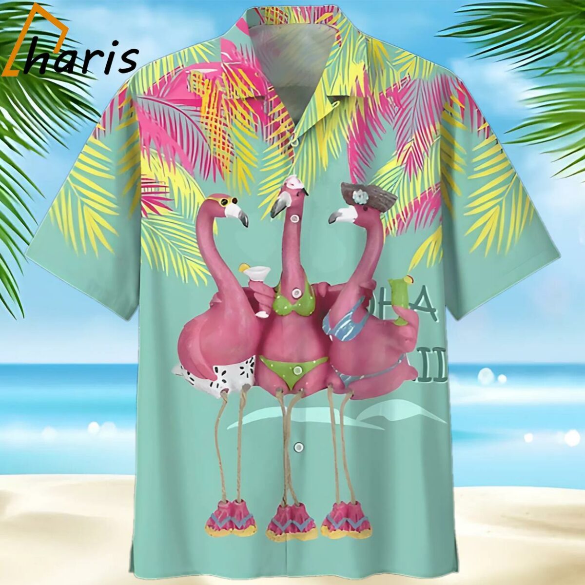 Happy Flamingo Ornamental Design Hawaiian Shirt 1 1
