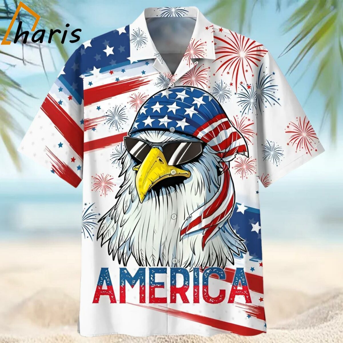 Happy Independence Day Eagle With Sunglasses Hawaiian Shirt 1 1