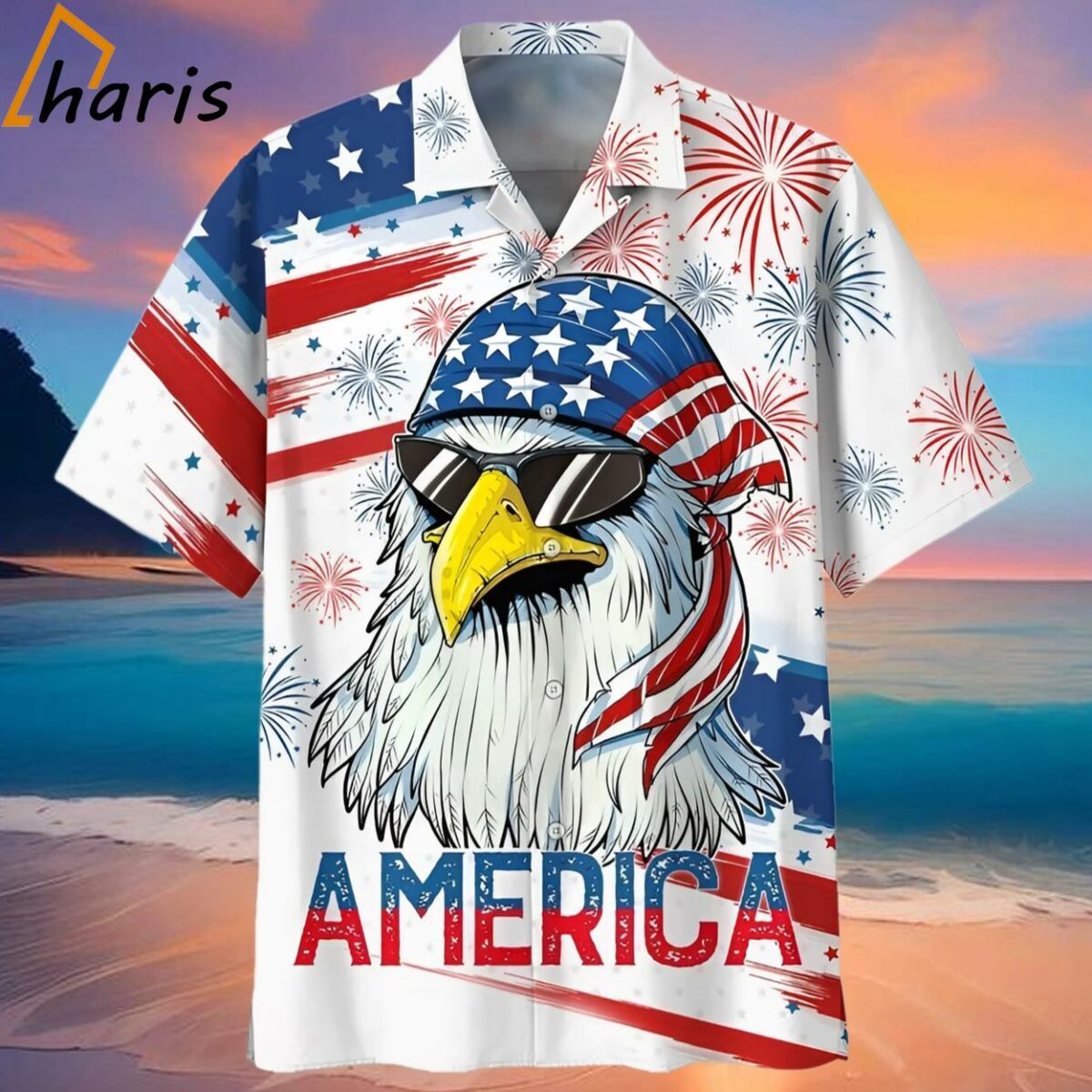 Happy Independence Day Eagle With Sunglasses Hawaiian Shirt 2 2