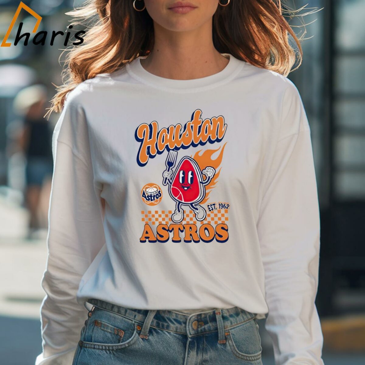Houston Astros Mitchell Ness Cooperstown Collection Food Concessions Shirt 4 Long sleeve shirt
