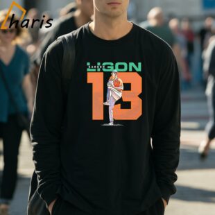 Karson Ligon 13 Miami Hurricanes Baseball Shirt 3 Long Sleeve Shirt