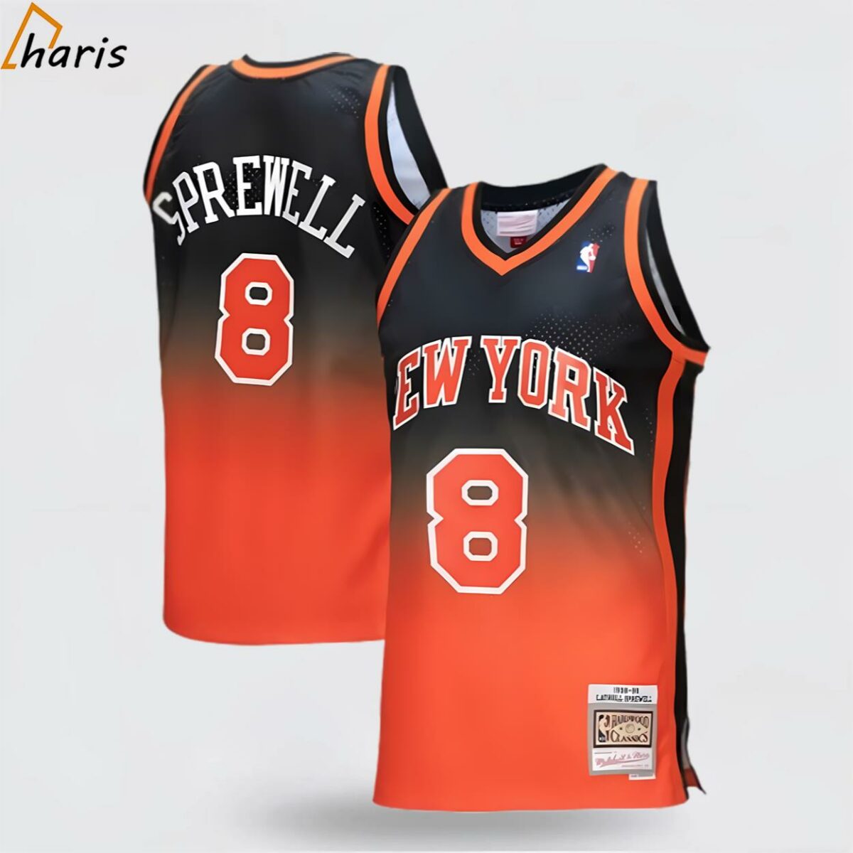 Latrell Sprewell New York Knicks Fadeaway Swingman Player Jersey Orange Black 1 jersey