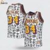 Mens Mitchell And Ness Shaquille ONeal White Los Angeles Lakers Hardwood Classics Doodle Swingman Jersey 1 jersey
