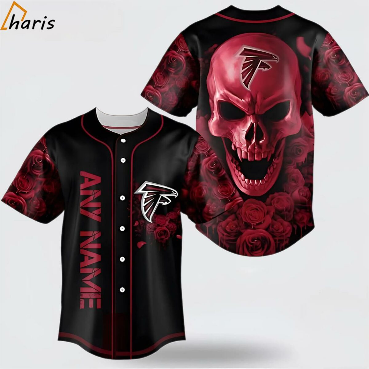 NFL Atlanta Falcons 3D Personalized Skull Represent Your Team Baseball Jersey 1 jersey